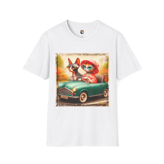 Wacky Cornish Rex Cat friends driving  T-Shirt