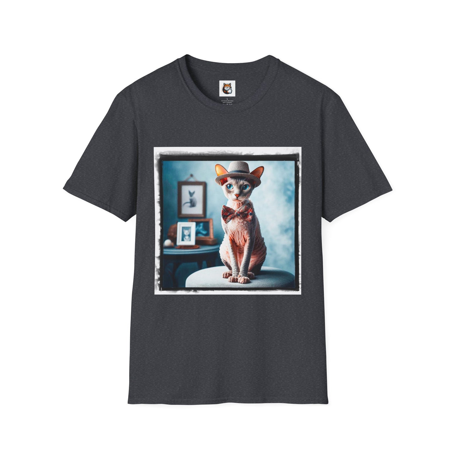 Cornish Rex Cat hat and bow tie Softstyle T-Shirt