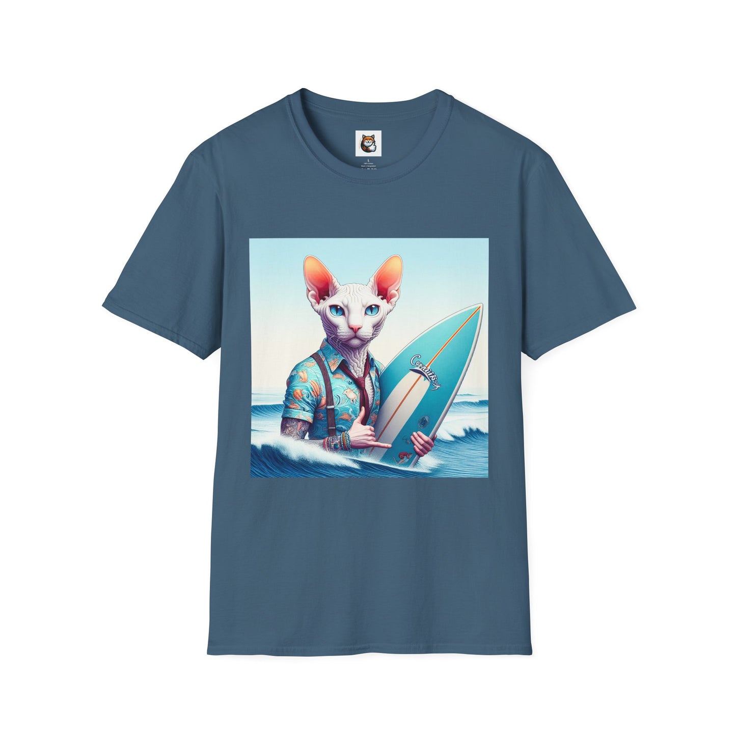 Cornish Rex Cat beach surfer T-Shirt