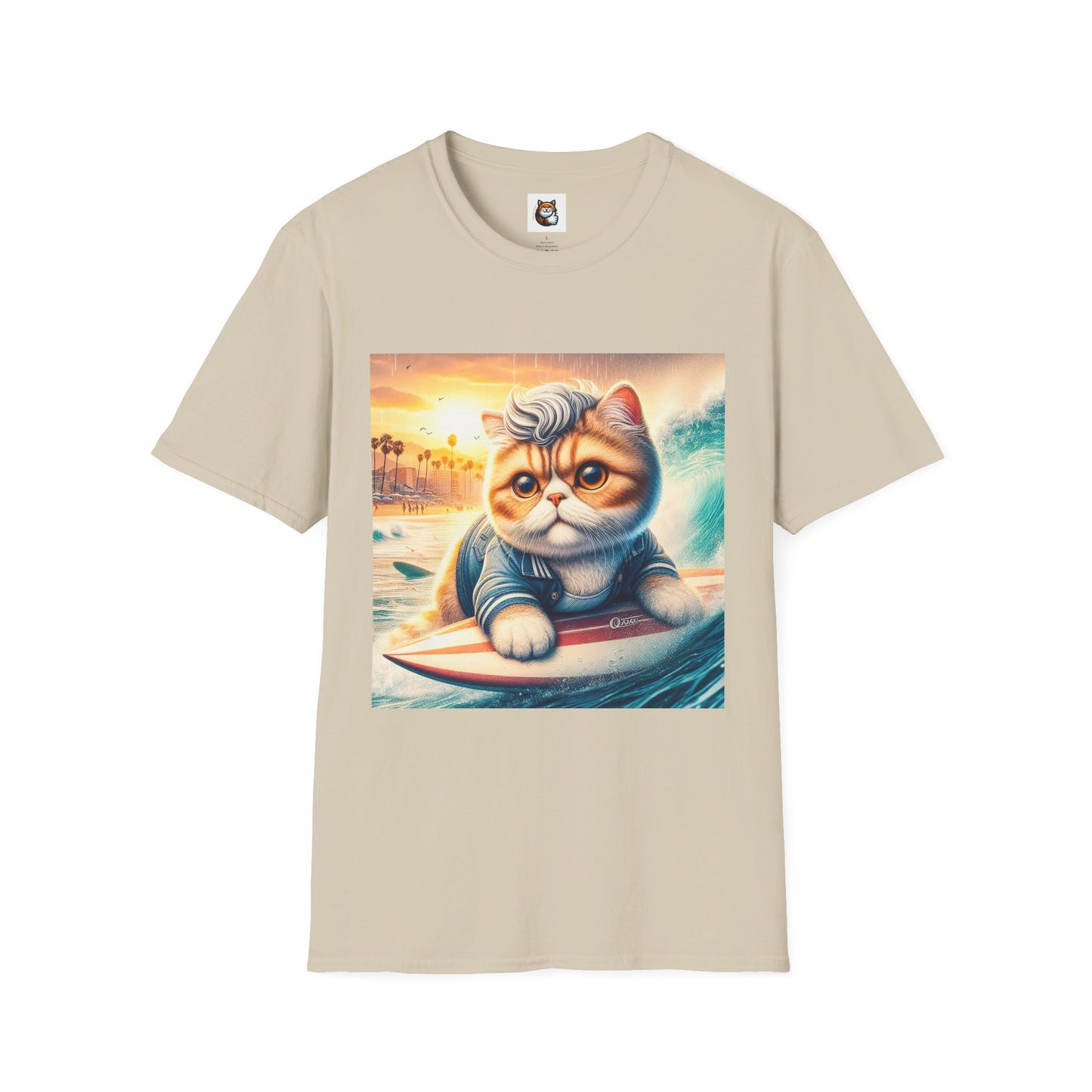 Selkirk Rex Cat T-Shirt -handsome surfer