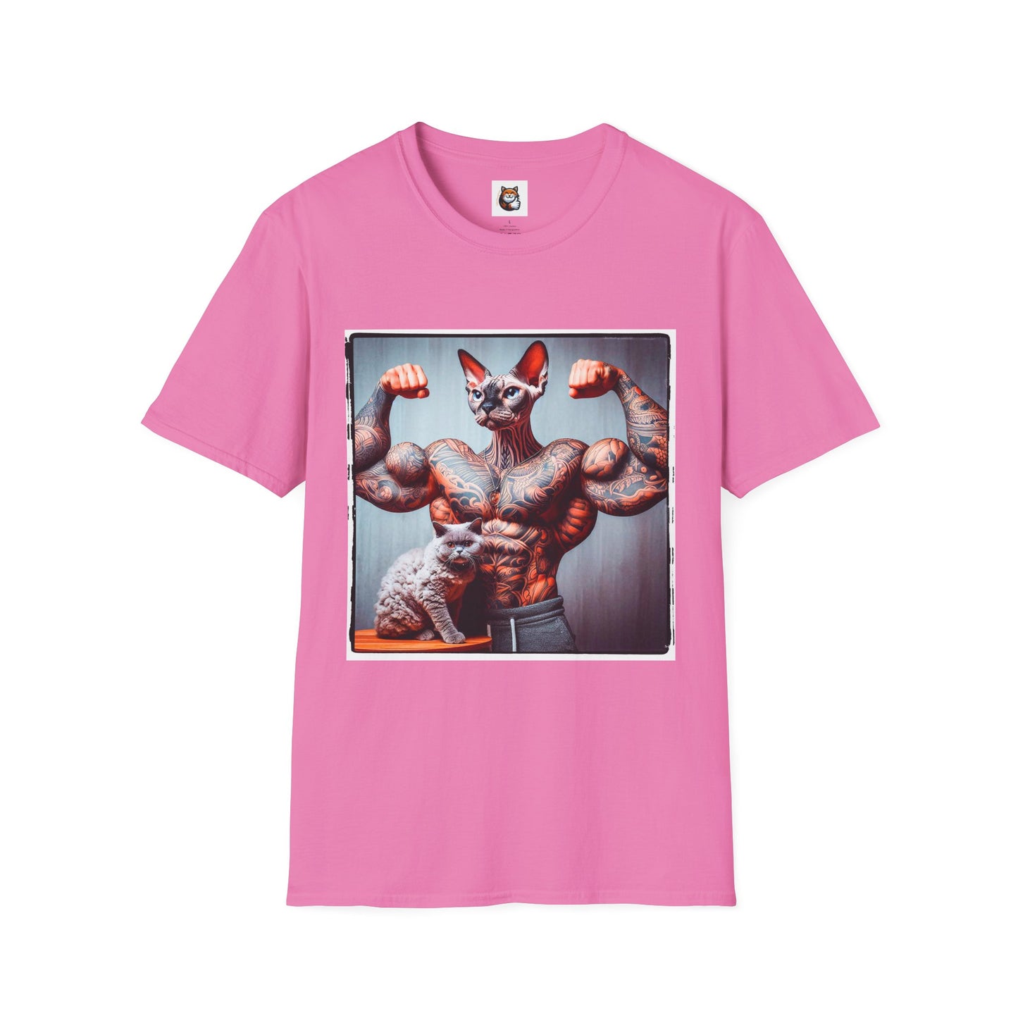 Devon Rex Cat muscles man  Softstyle T-Shirt