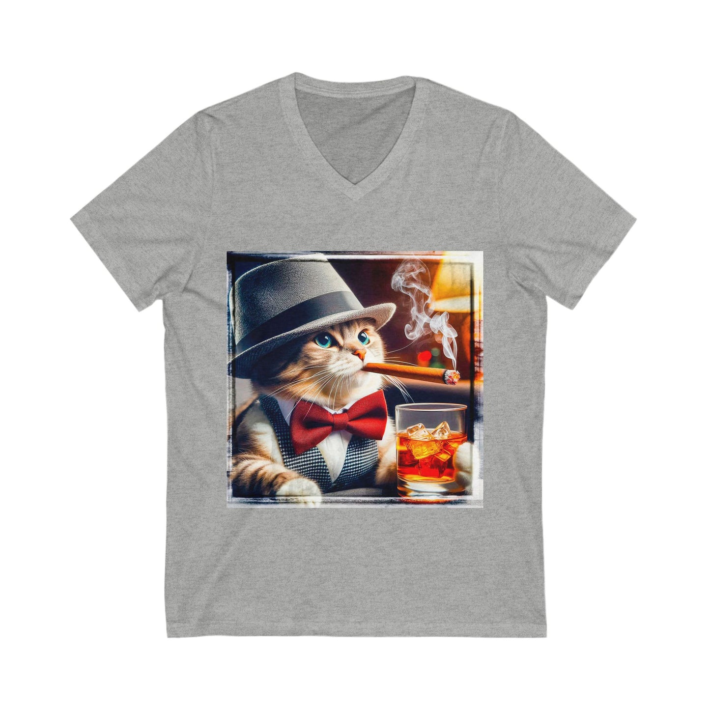 Domestic Cat whiskey and cigars  V-Neck Tee