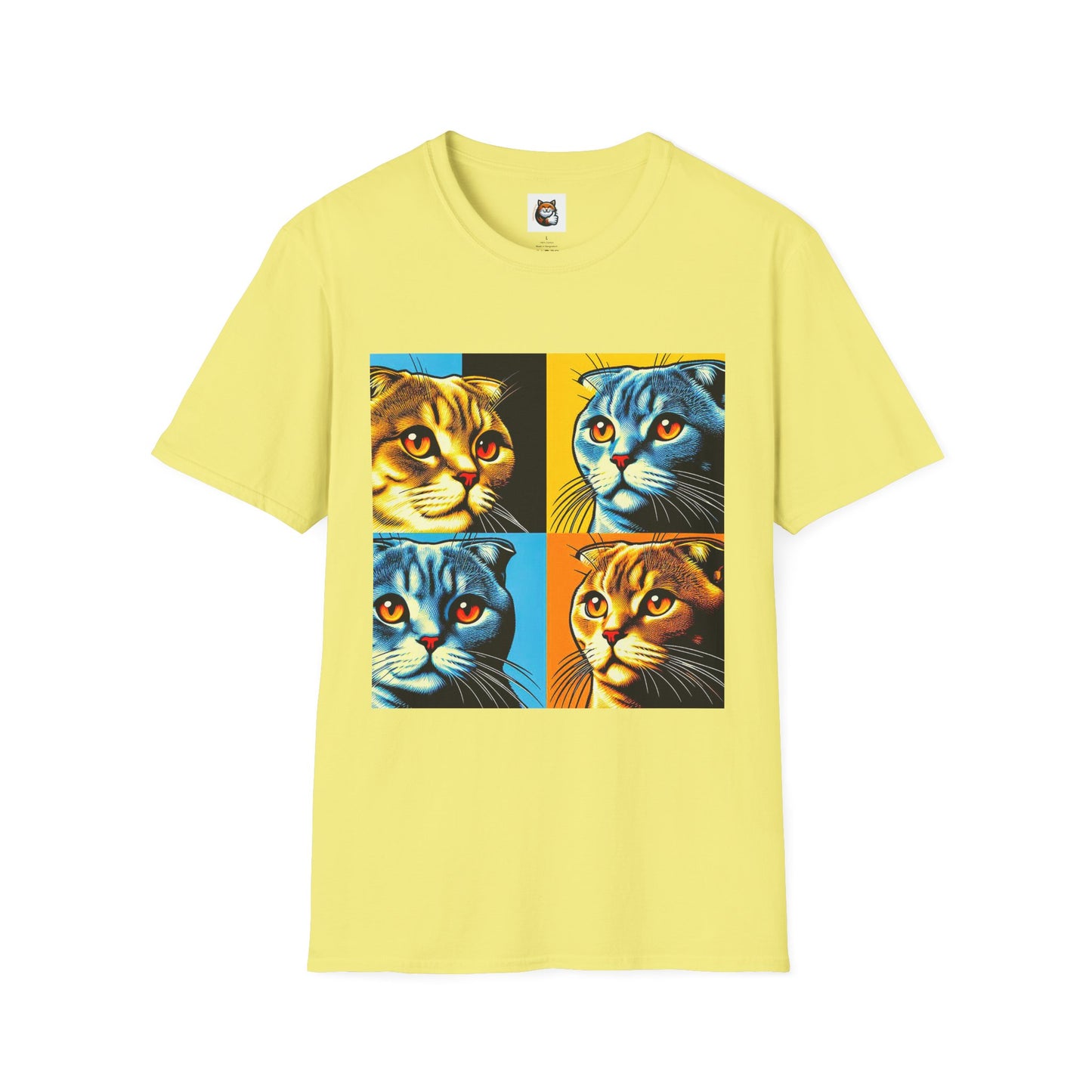 Scottish Fold Cat colorful squares  T-Shirt