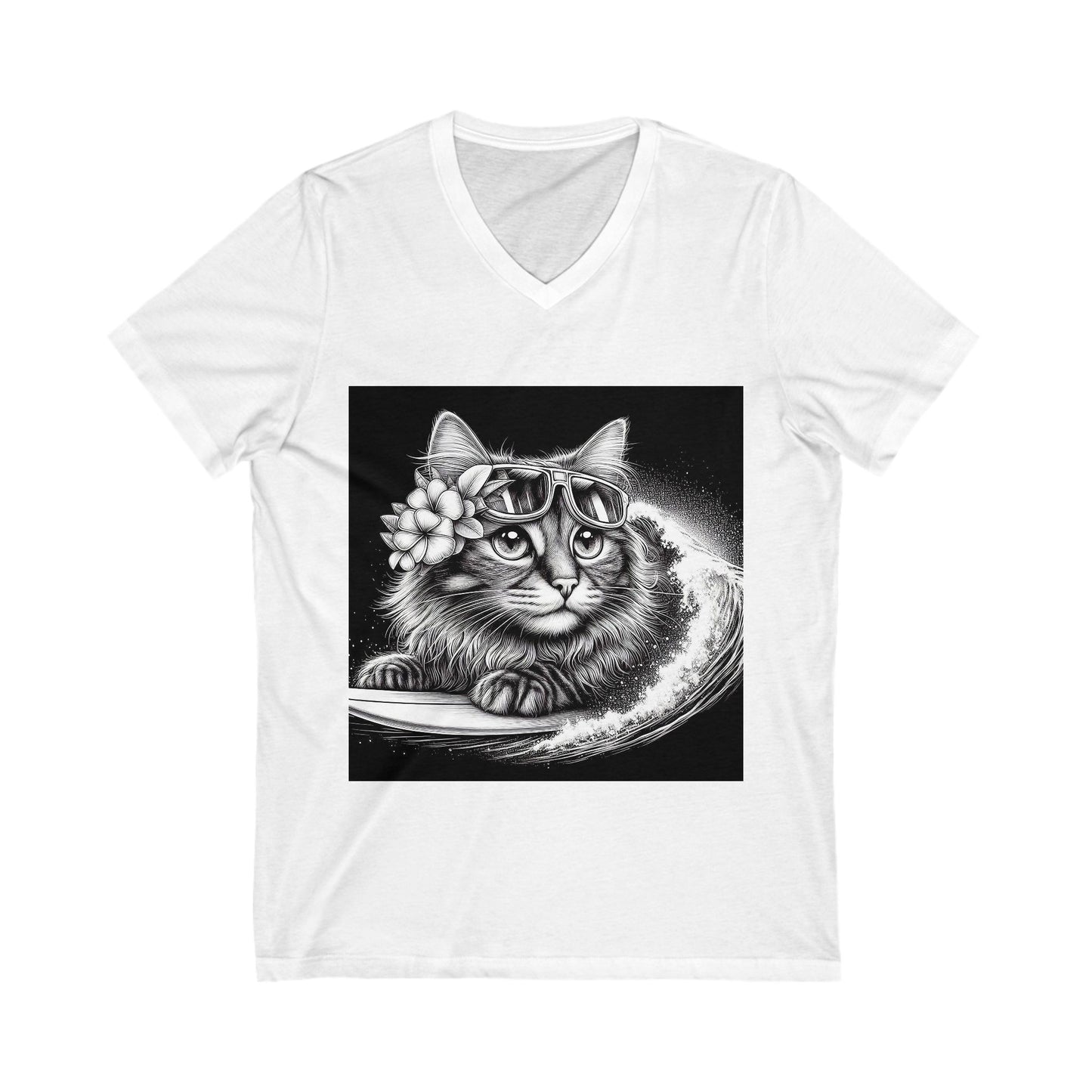 Domestic Cat Unisex Jersey Short Sleeve V-Neck Tee