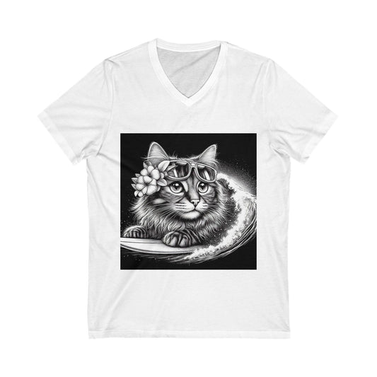 Domestic Cat Unisex Jersey Short Sleeve V-Neck Tee