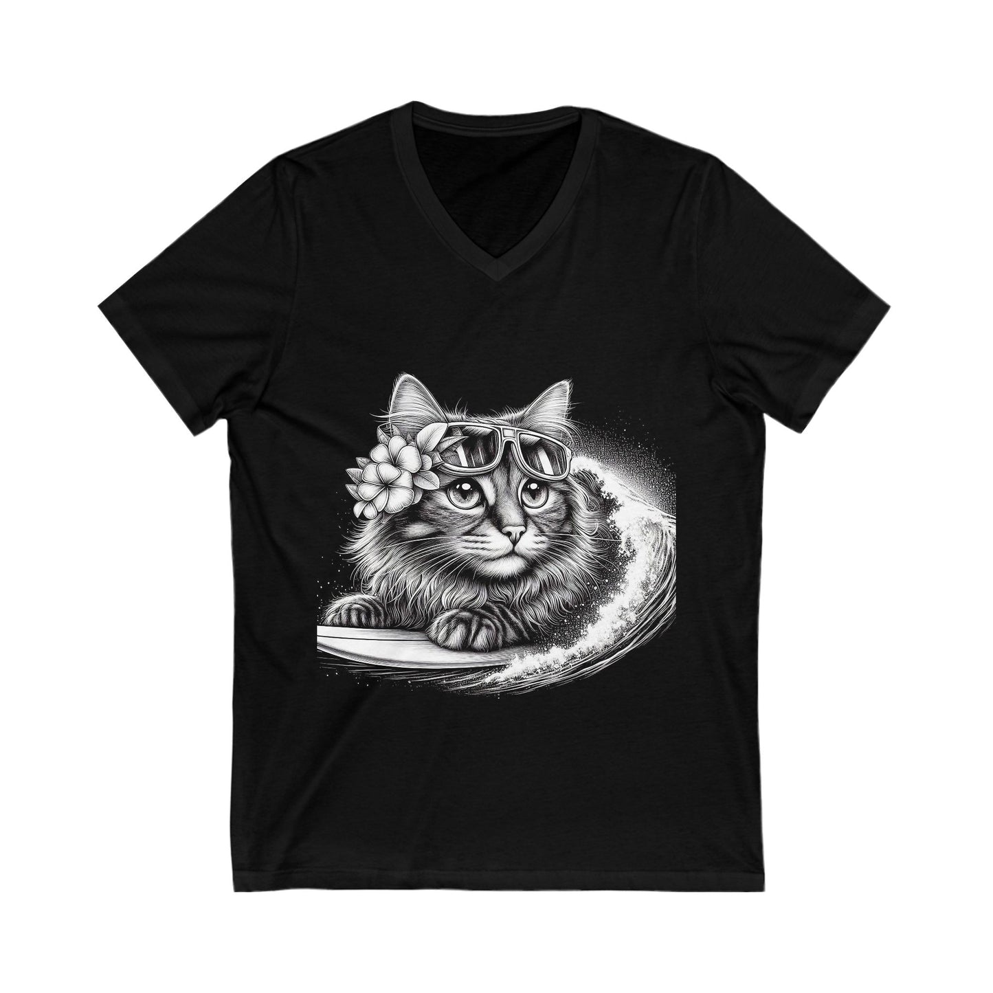 Domestic Cat Unisex Jersey Short Sleeve V-Neck Tee