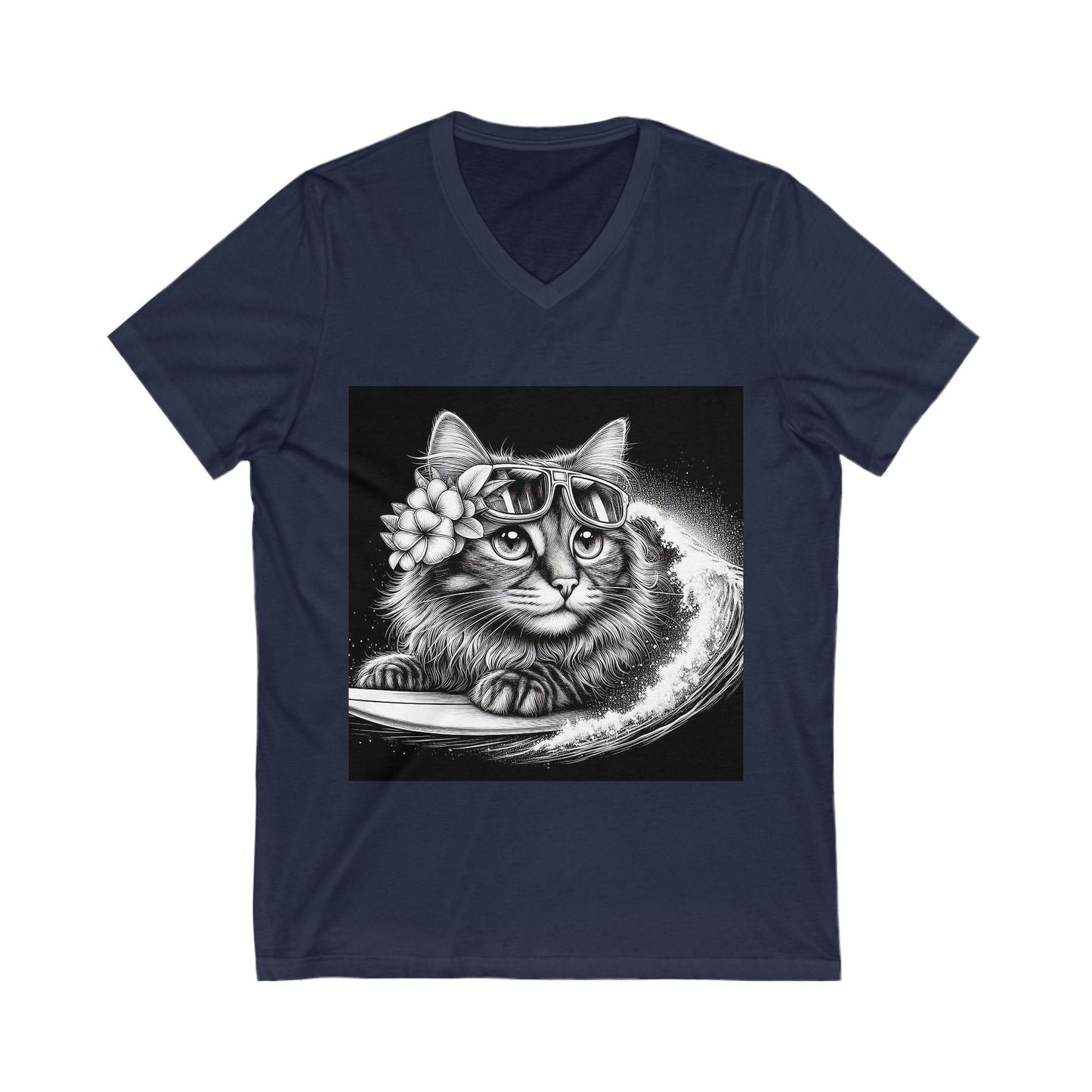 Domestic Cat Unisex Jersey Short Sleeve V-Neck Tee