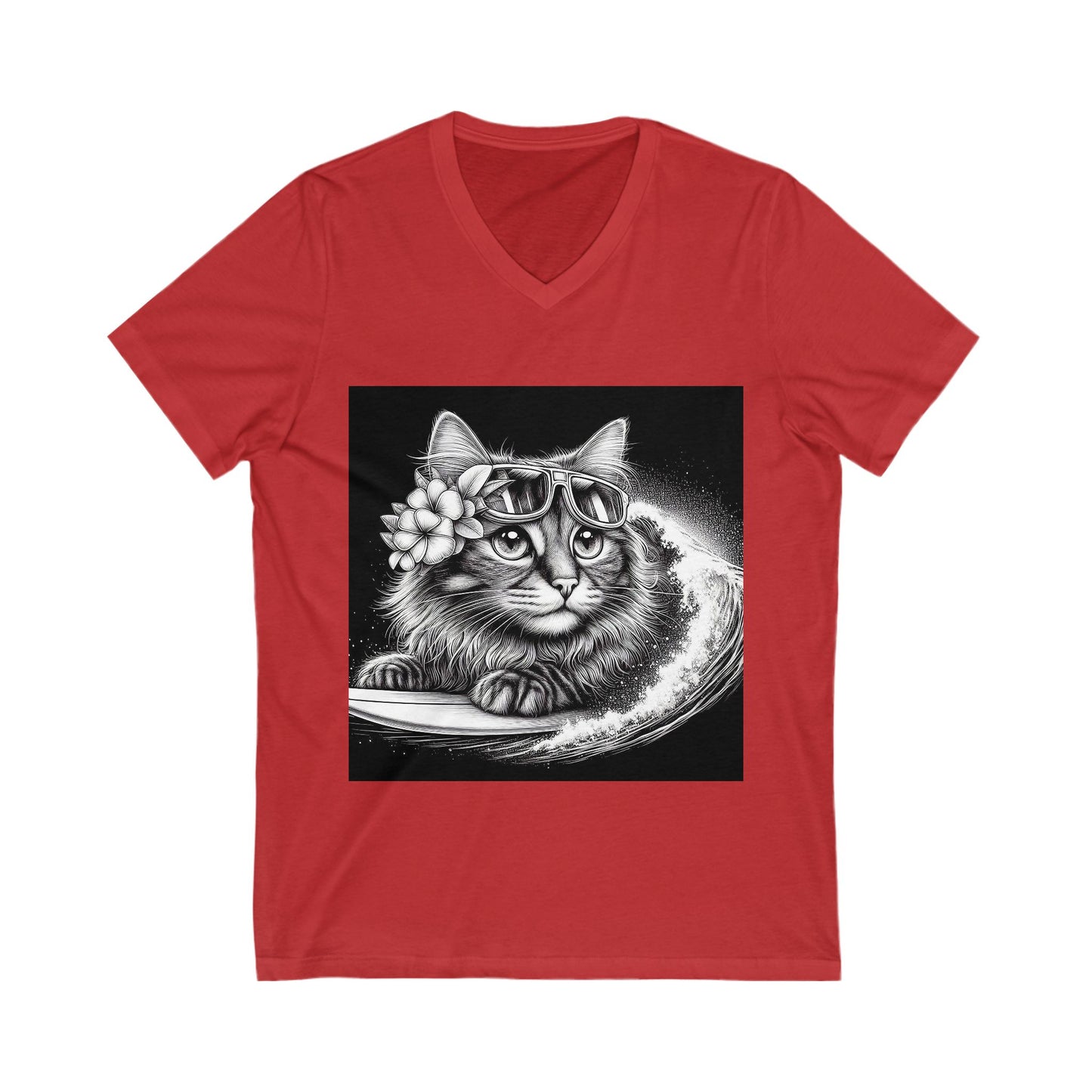 Domestic Cat Unisex Jersey Short Sleeve V-Neck Tee