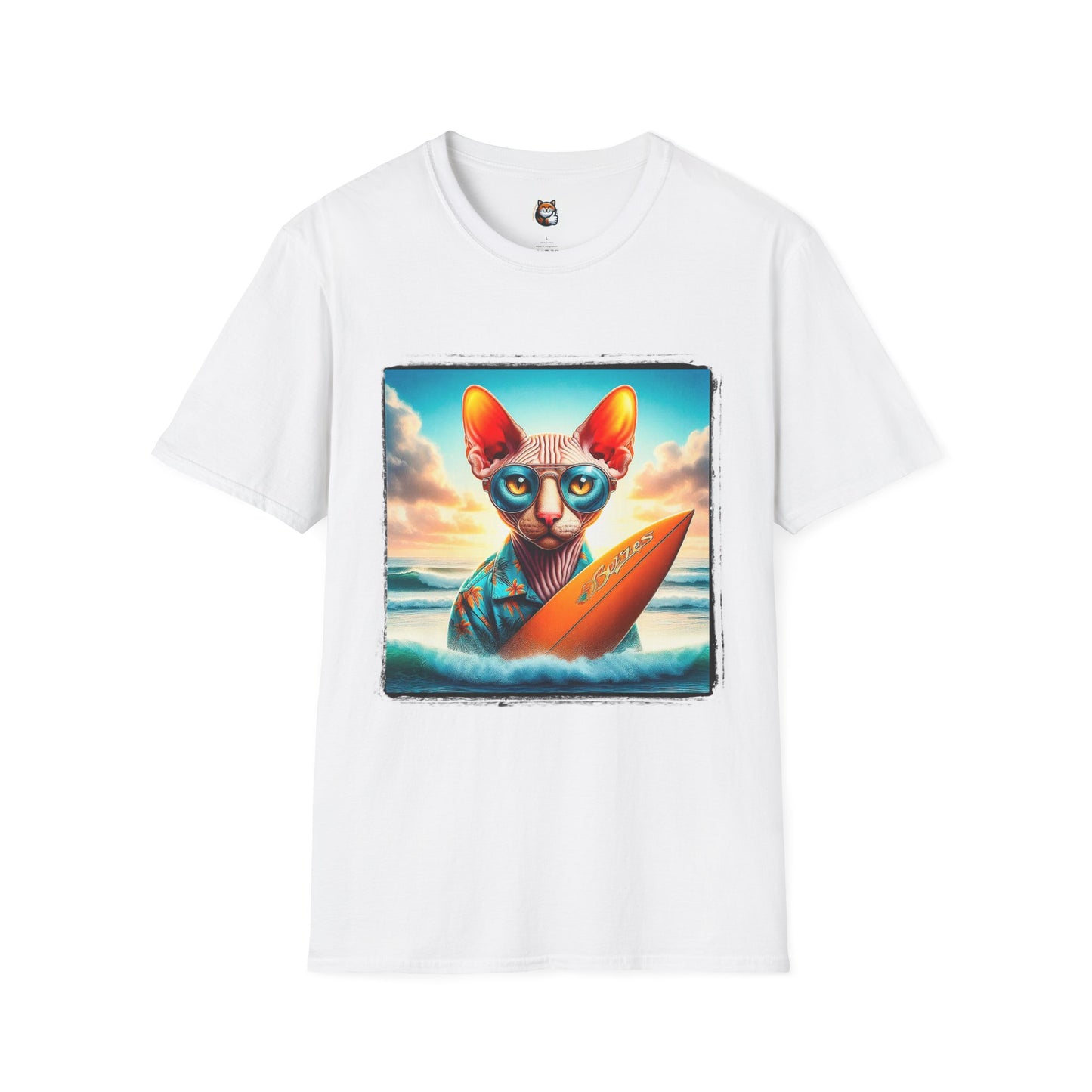 Cornish Rex Cat beach surfer  T-Shirt