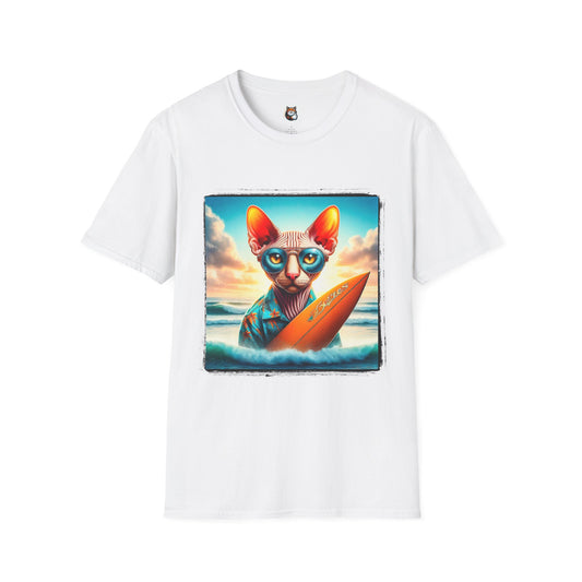 Cornish Rex Cat beach surfer  T-Shirt