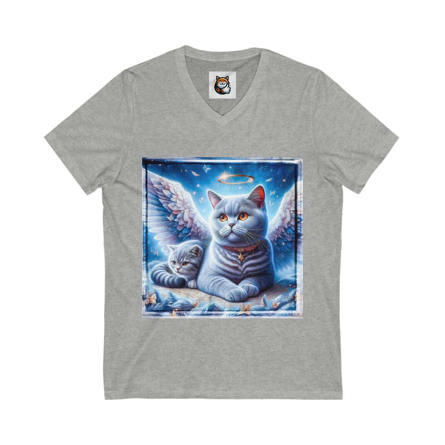 British Shorthair Heaven and clouds Short Sleeve V-Neck Tee