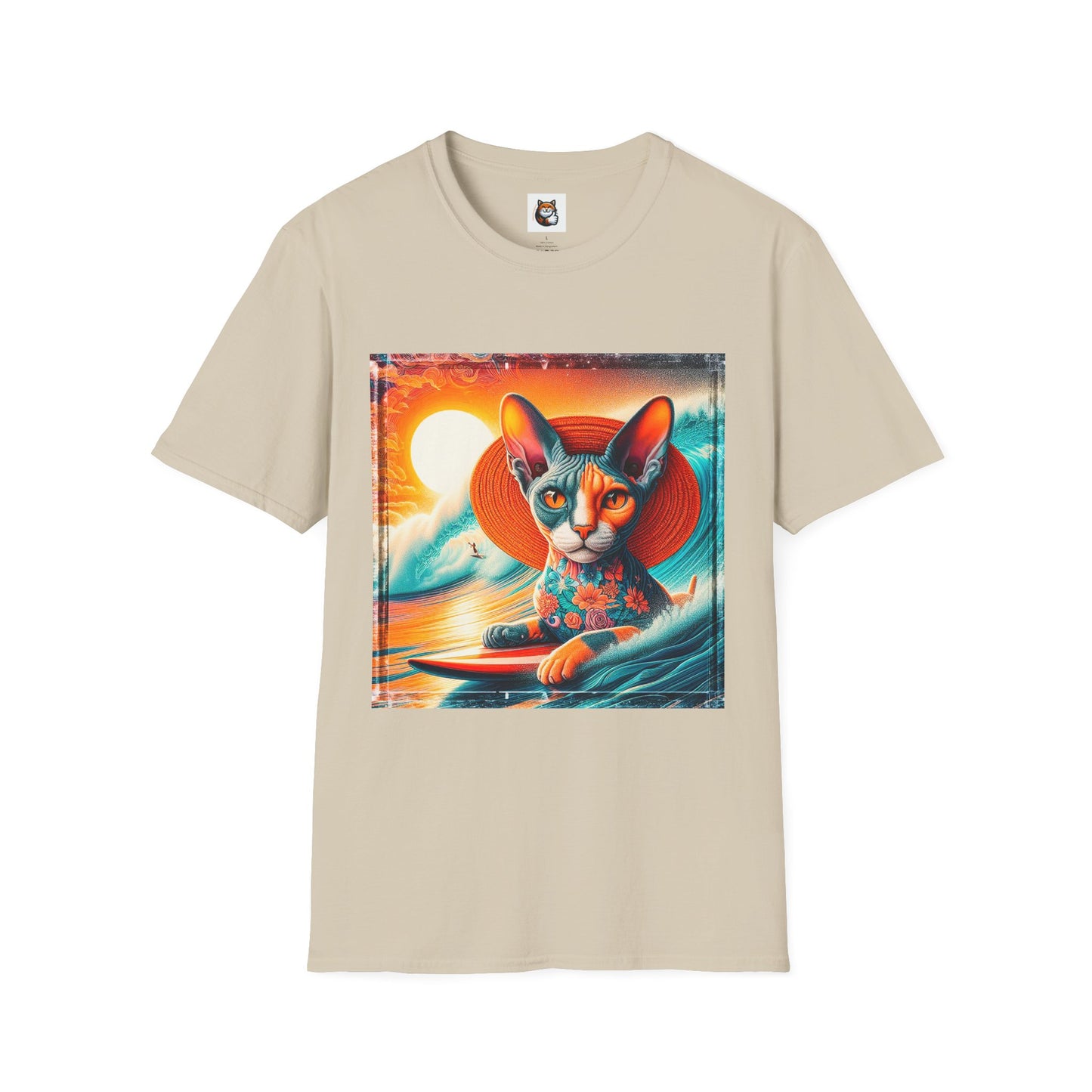 Devon Rex Cat hawaiian surfer Softstyle T-Shirt