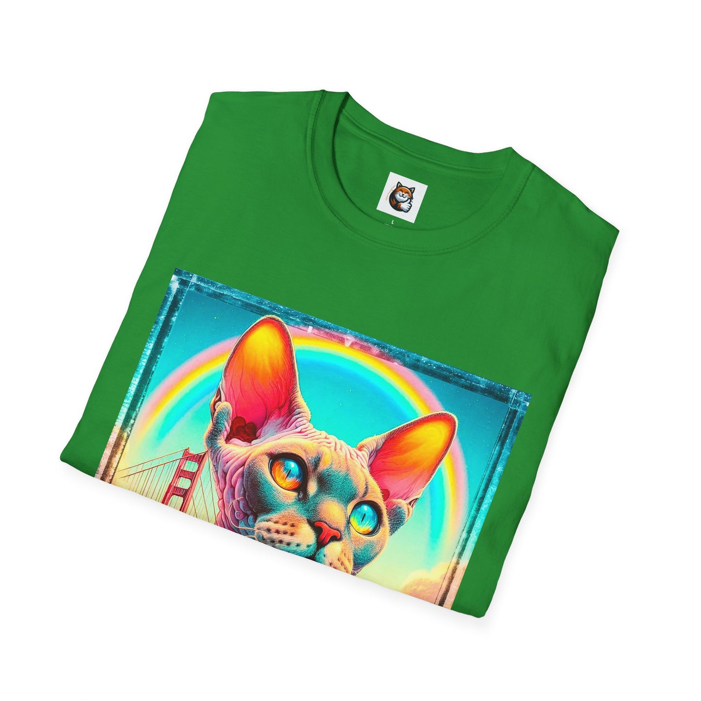 Devon Rex Cat rainbow  Softstyle T-Shirt
