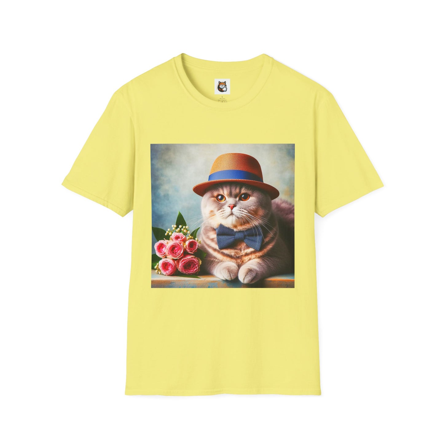 British Shorthair  hat and bow Unisex Softstyle T-Shirt