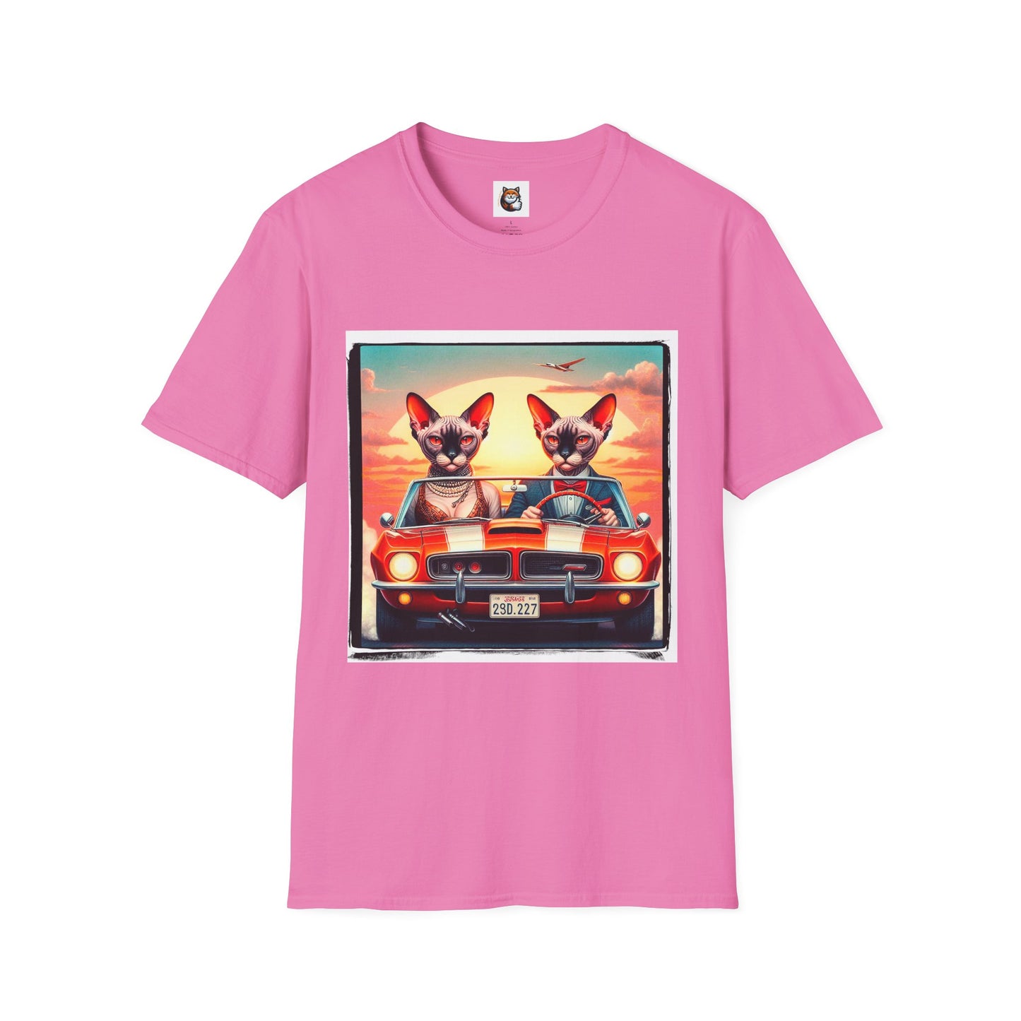 Wacky  Devon Rex vintage car  Unisex Softstyle T-Shirt