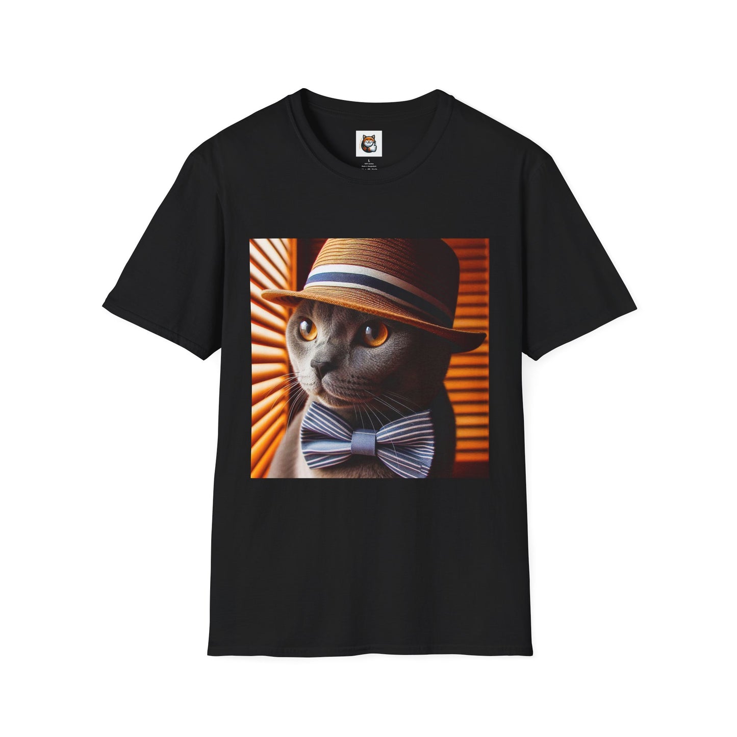 Russian Blue Cat hat and bow tie  T-Shirt