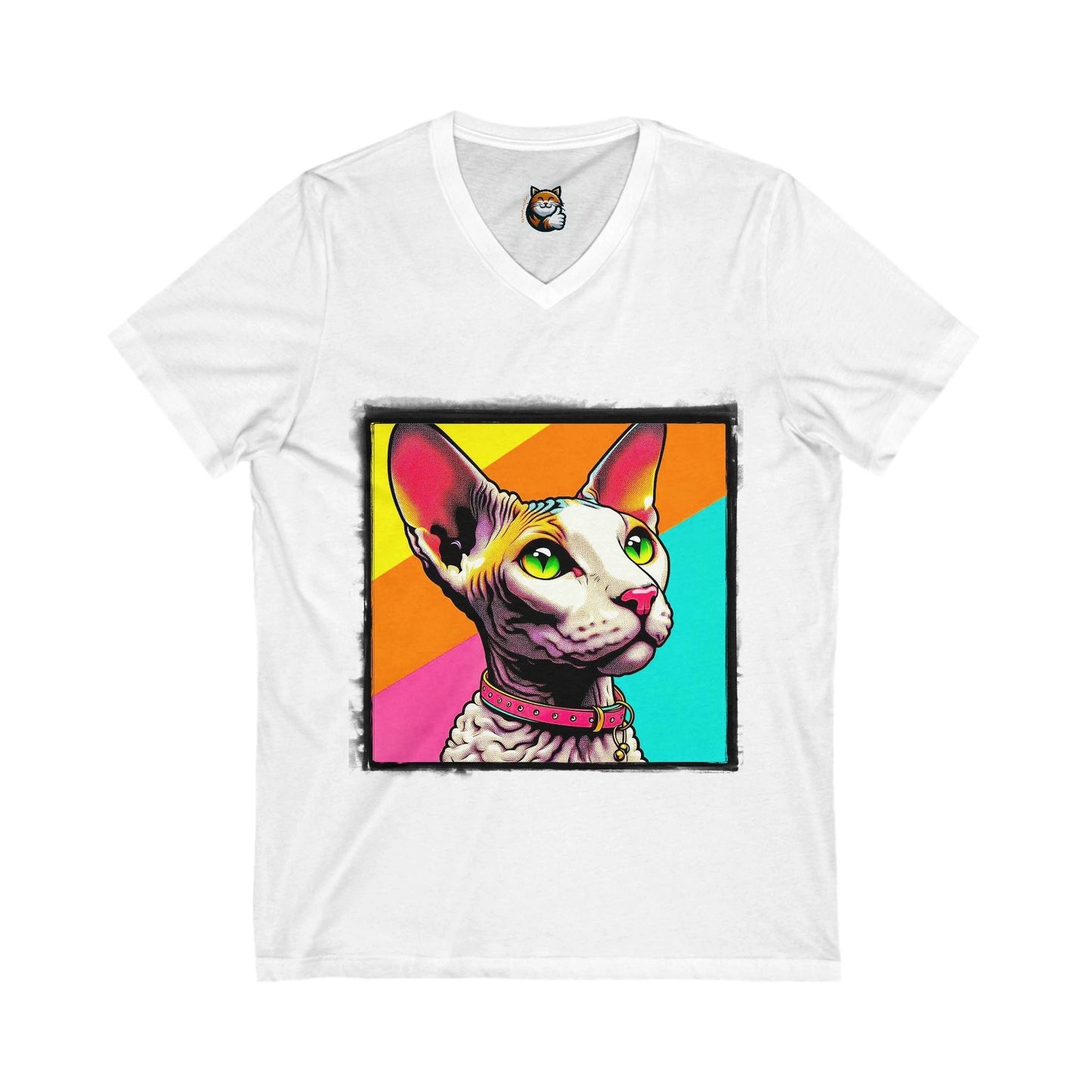 Cornish Rex Cat Unisex Jersey Short Sleeve V-Neck Tee by Printify