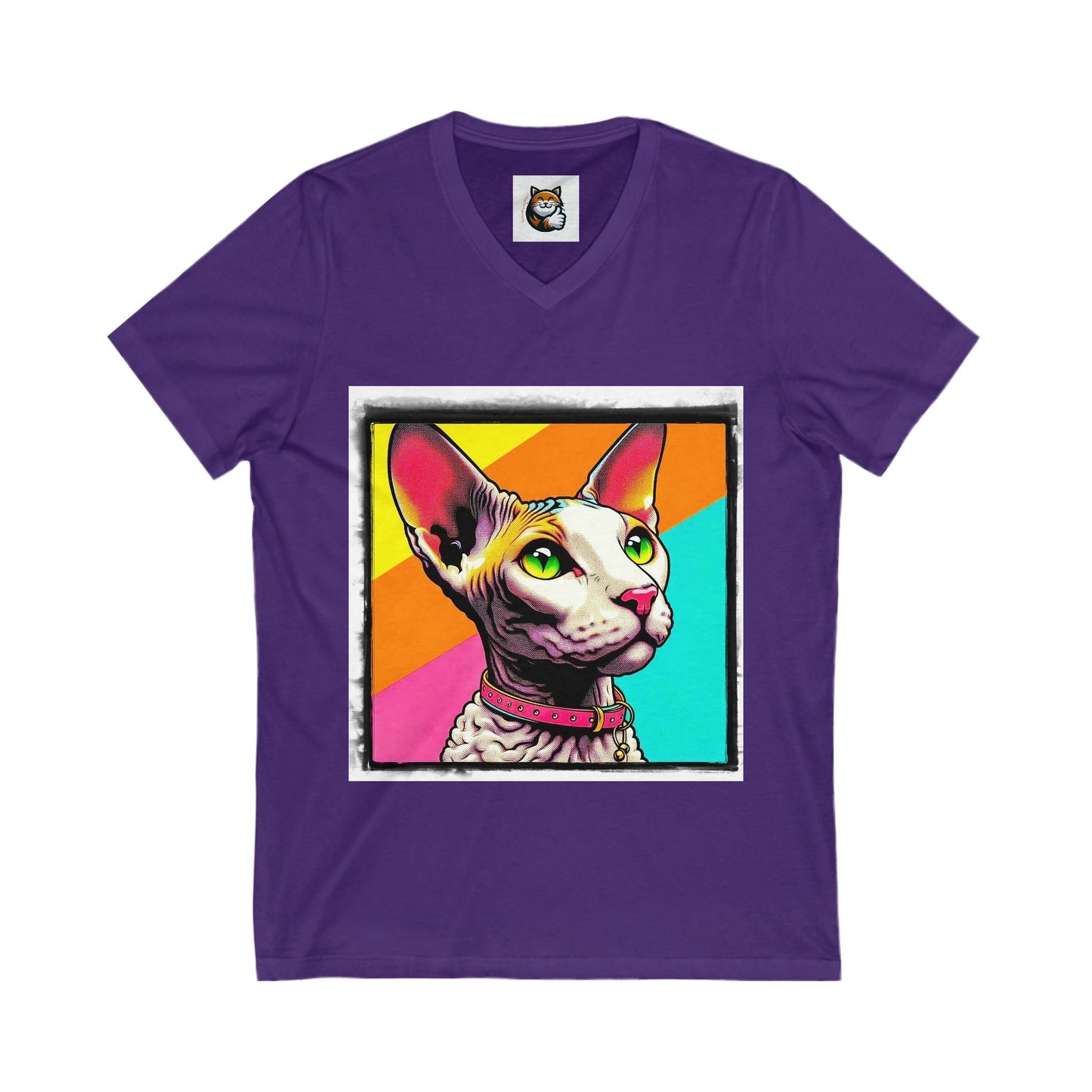 Cornish Rex Cat Unisex Jersey Short Sleeve V-Neck Tee by Printify