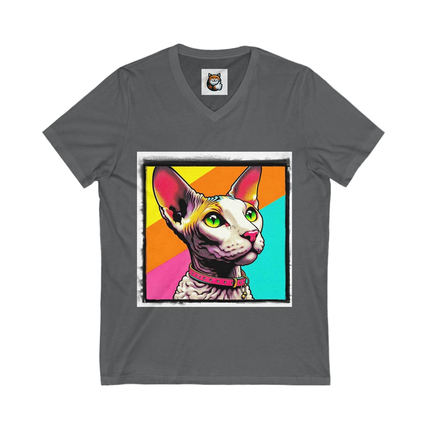 Cornish Rex Cat Unisex Jersey Short Sleeve V-Neck Tee by Printify