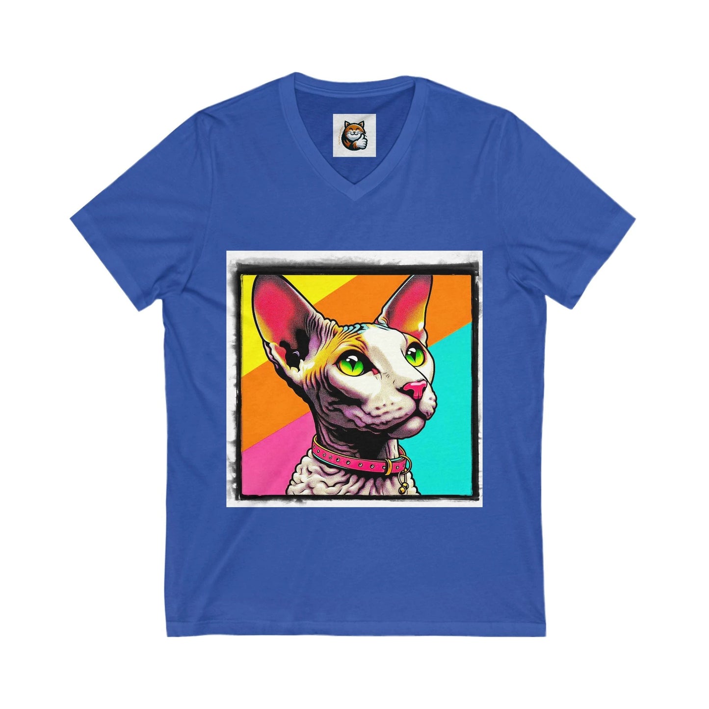 Cornish Rex Cat Unisex Jersey Short Sleeve V-Neck Tee by Printify