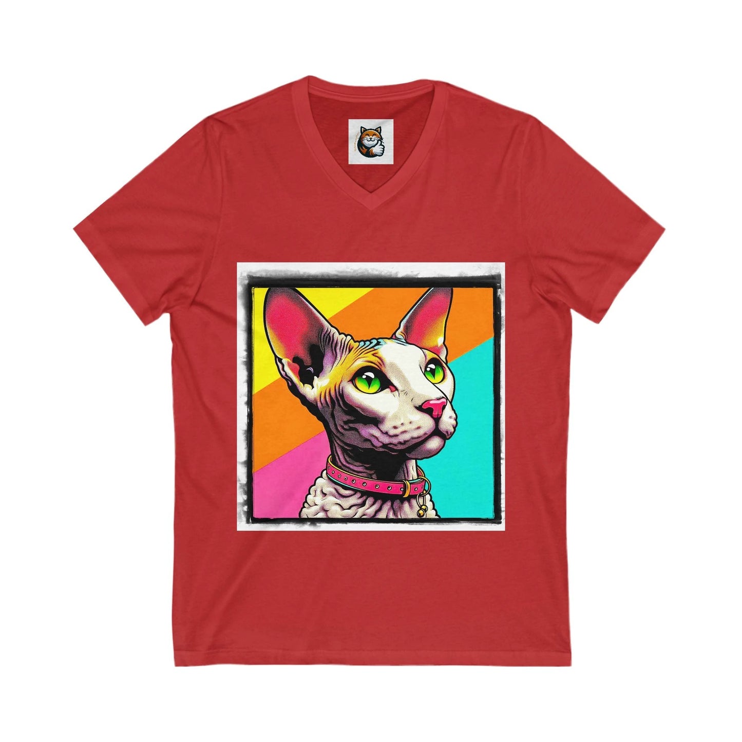Cornish Rex Cat Unisex Jersey Short Sleeve V-Neck Tee by Printify