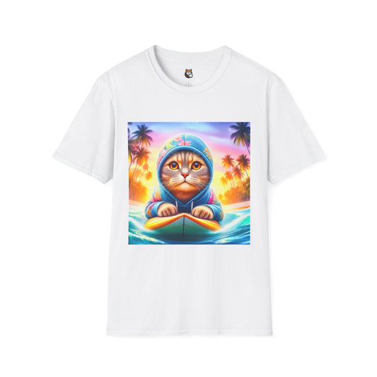 Scottish Fold Cat beach surfer T-Shirt