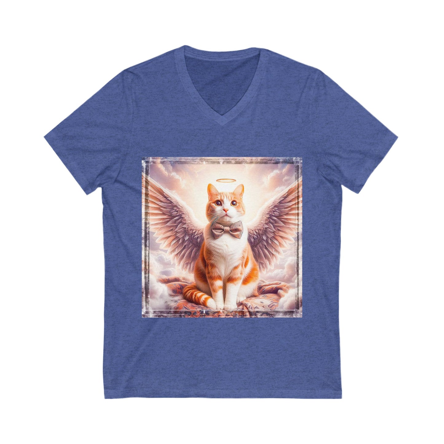 Domestic Cat heavenly Angel Short Sleeve V-Neck Tee