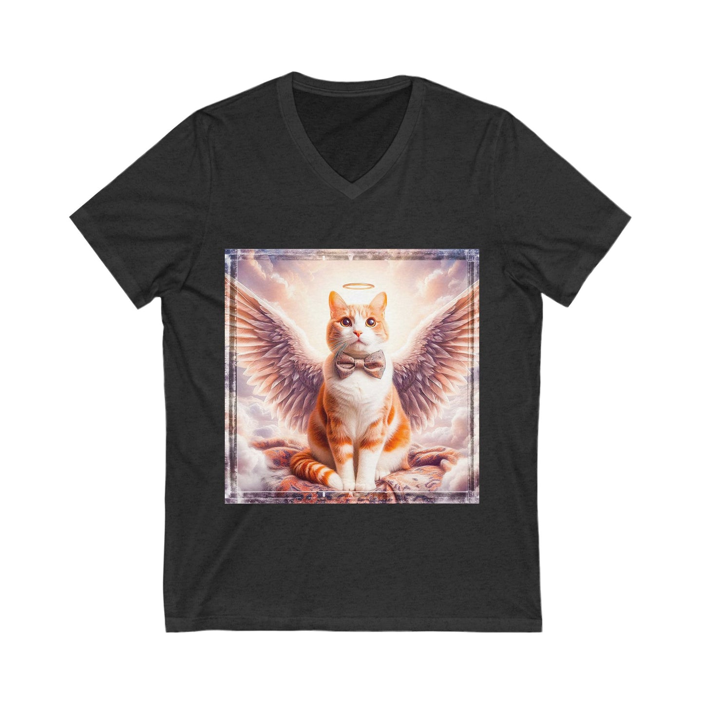 Domestic Cat heavenly Angel Short Sleeve V-Neck Tee