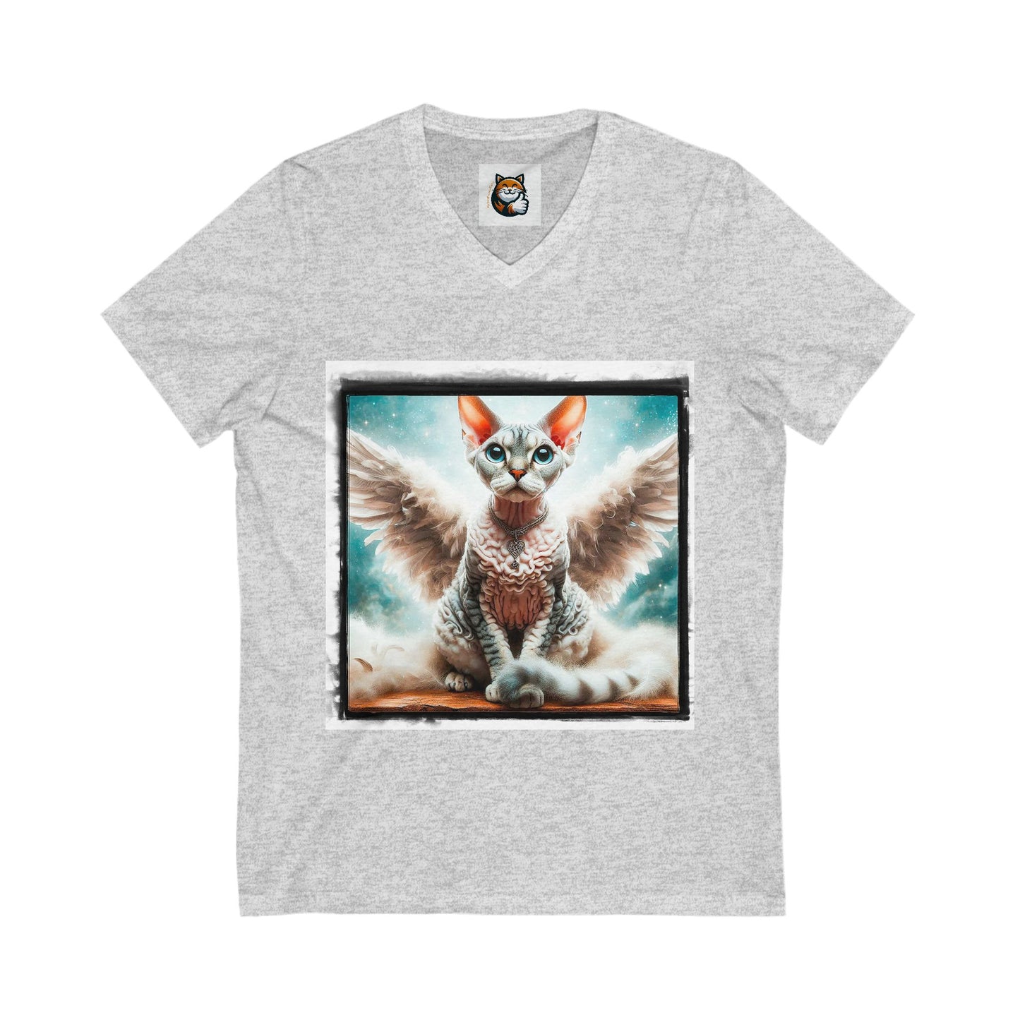 Devon Rex Angel wings Unisex Jersey Short Sleeve V-Neck Tee