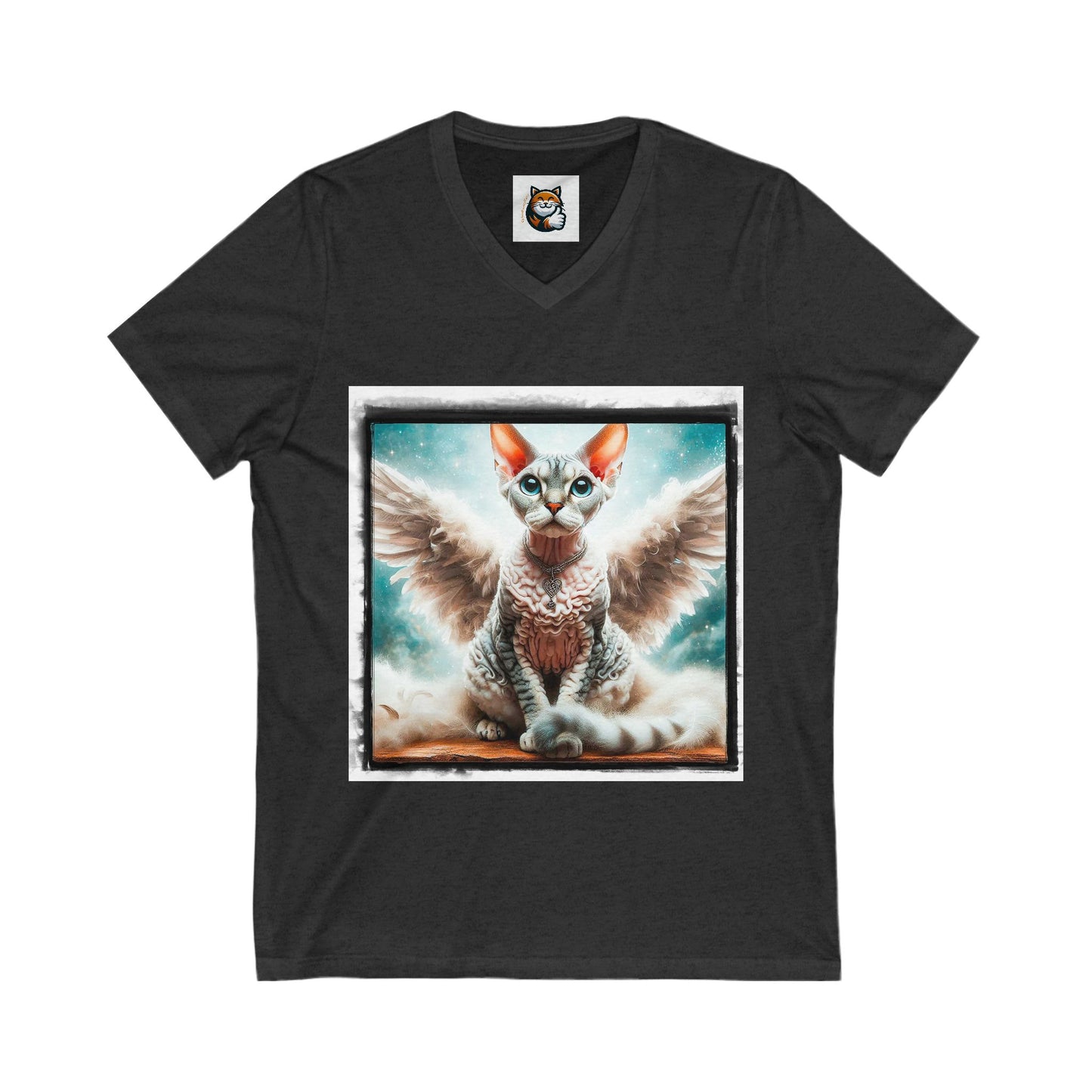 Devon Rex Angel wings Unisex Jersey Short Sleeve V-Neck Tee