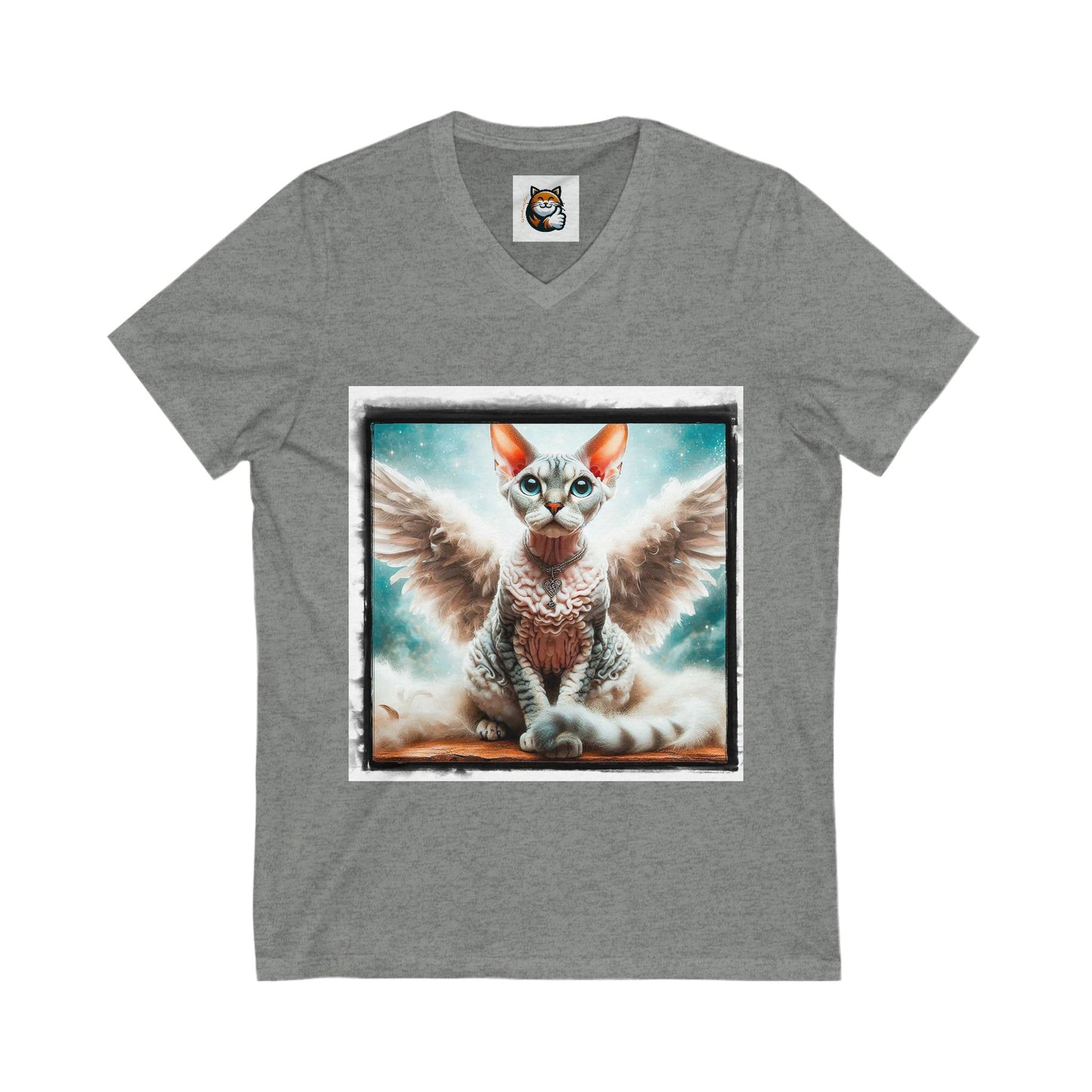 Devon Rex Angel wings Unisex Jersey Short Sleeve V-Neck Tee