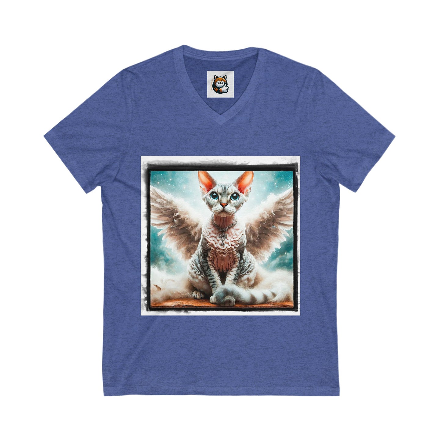 Devon Rex Angel wings Unisex Jersey Short Sleeve V-Neck Tee