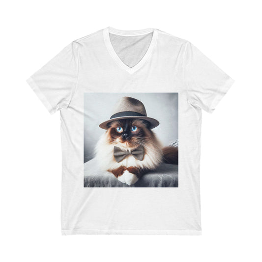 Birman bow Jersey Short Sleeve V-Neck Tee