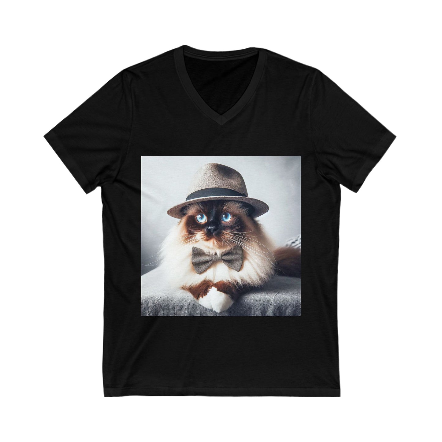 Birman bow Jersey Short Sleeve V-Neck Tee