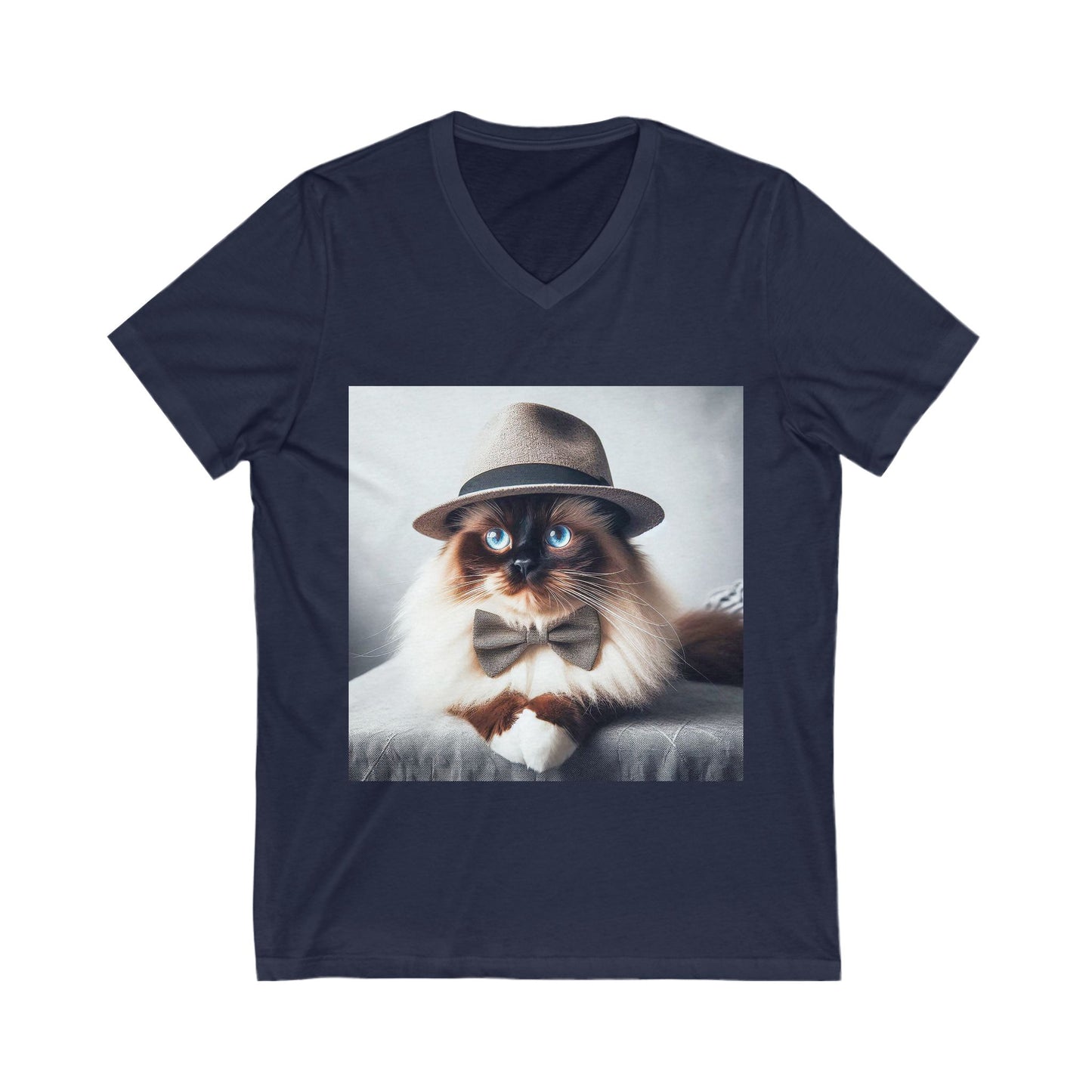 Birman bow Jersey Short Sleeve V-Neck Tee