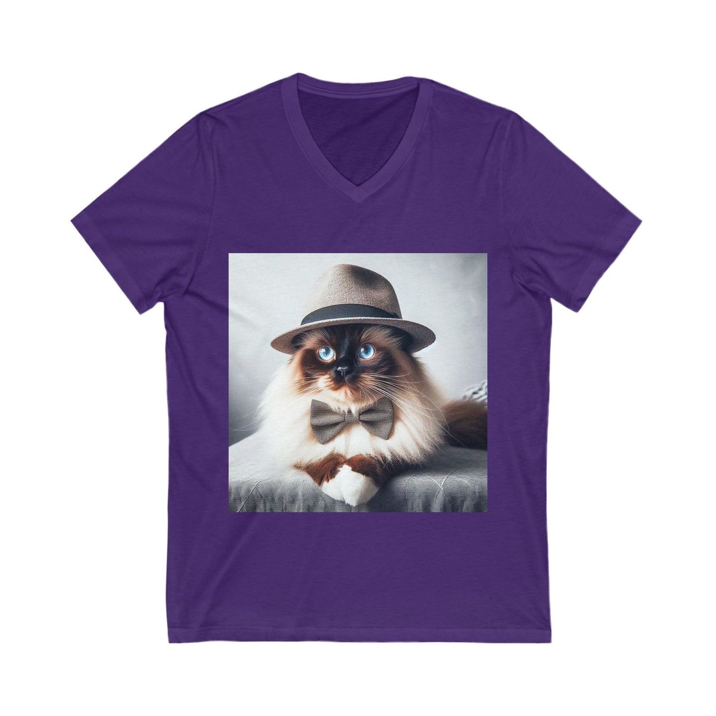 Birman bow Jersey Short Sleeve V-Neck Tee
