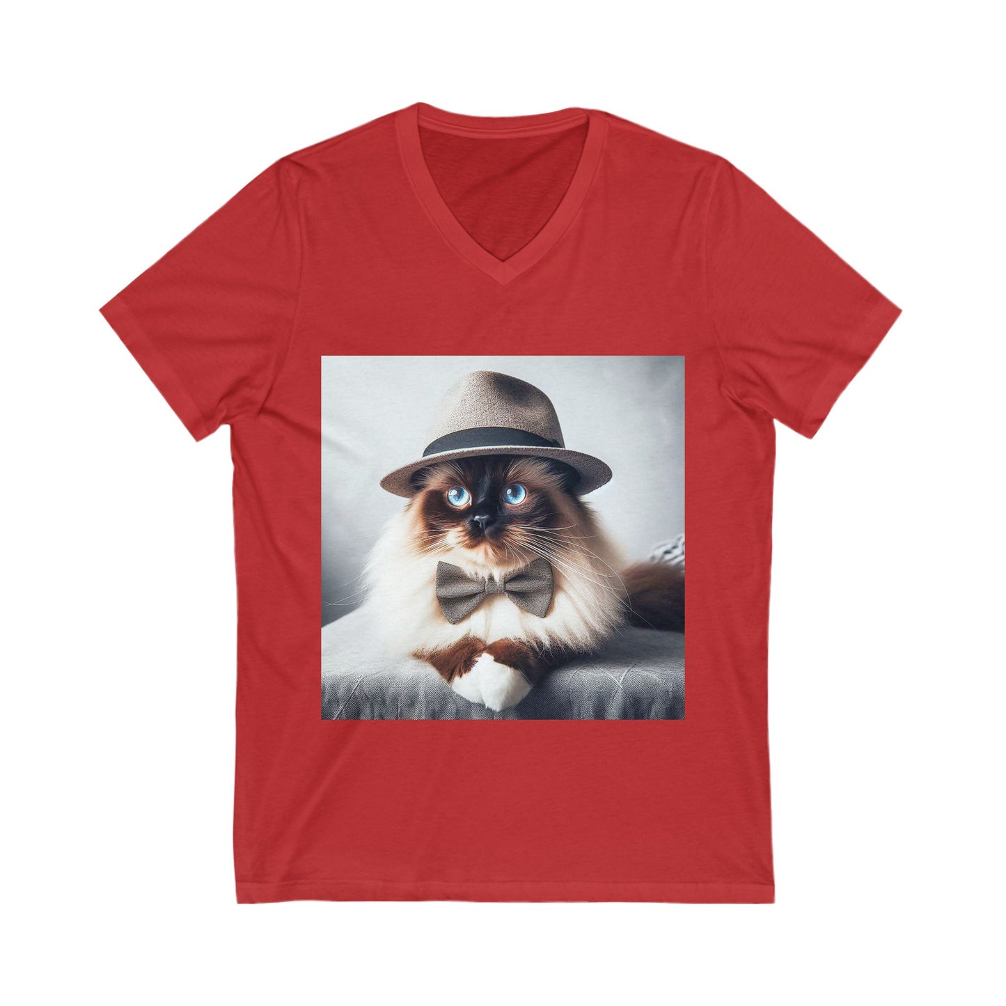 Birman bow Jersey Short Sleeve V-Neck Tee