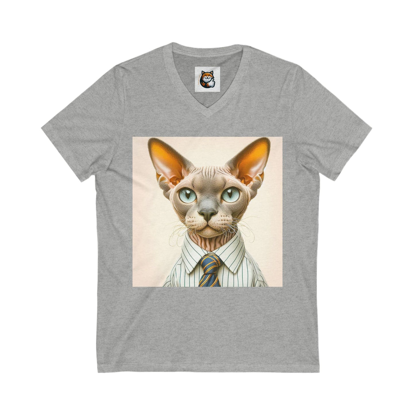 Devon Rex Cat Unisex Jersey Short Sleeve V-Neck Tee