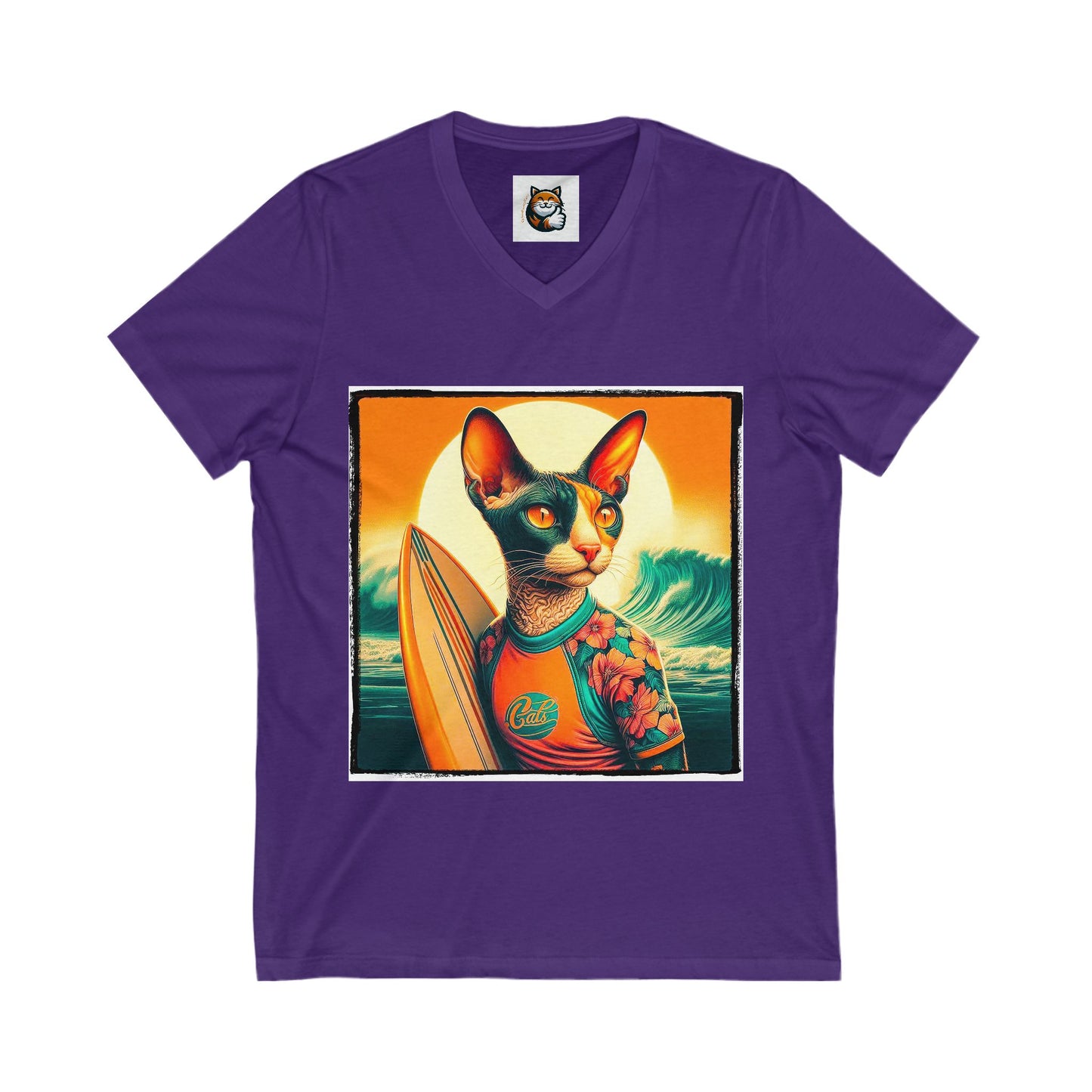 Cornish Rex Cat Unisex Jersey Short Sleeve V-Neck Tee