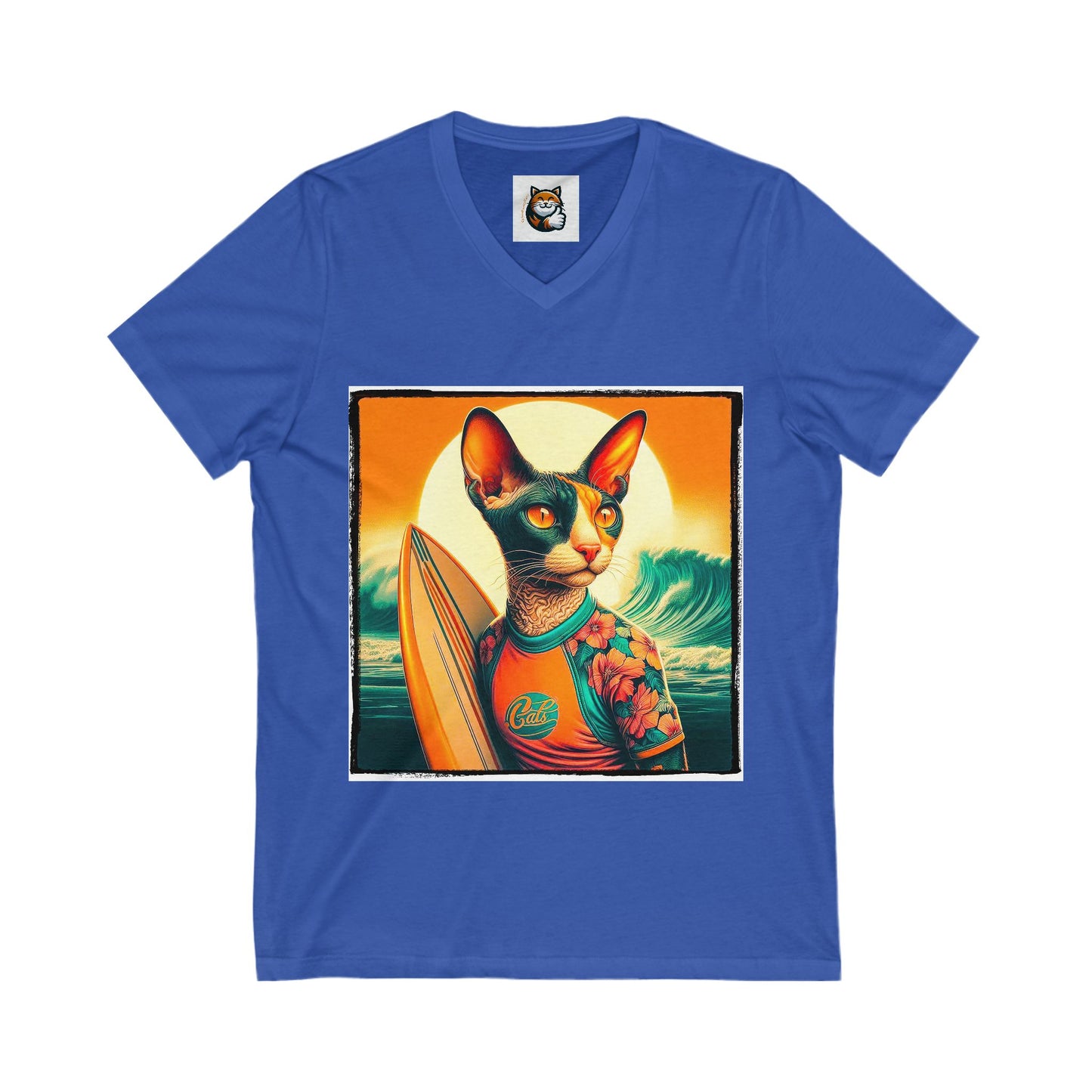 Cornish Rex Cat Unisex Jersey Short Sleeve V-Neck Tee