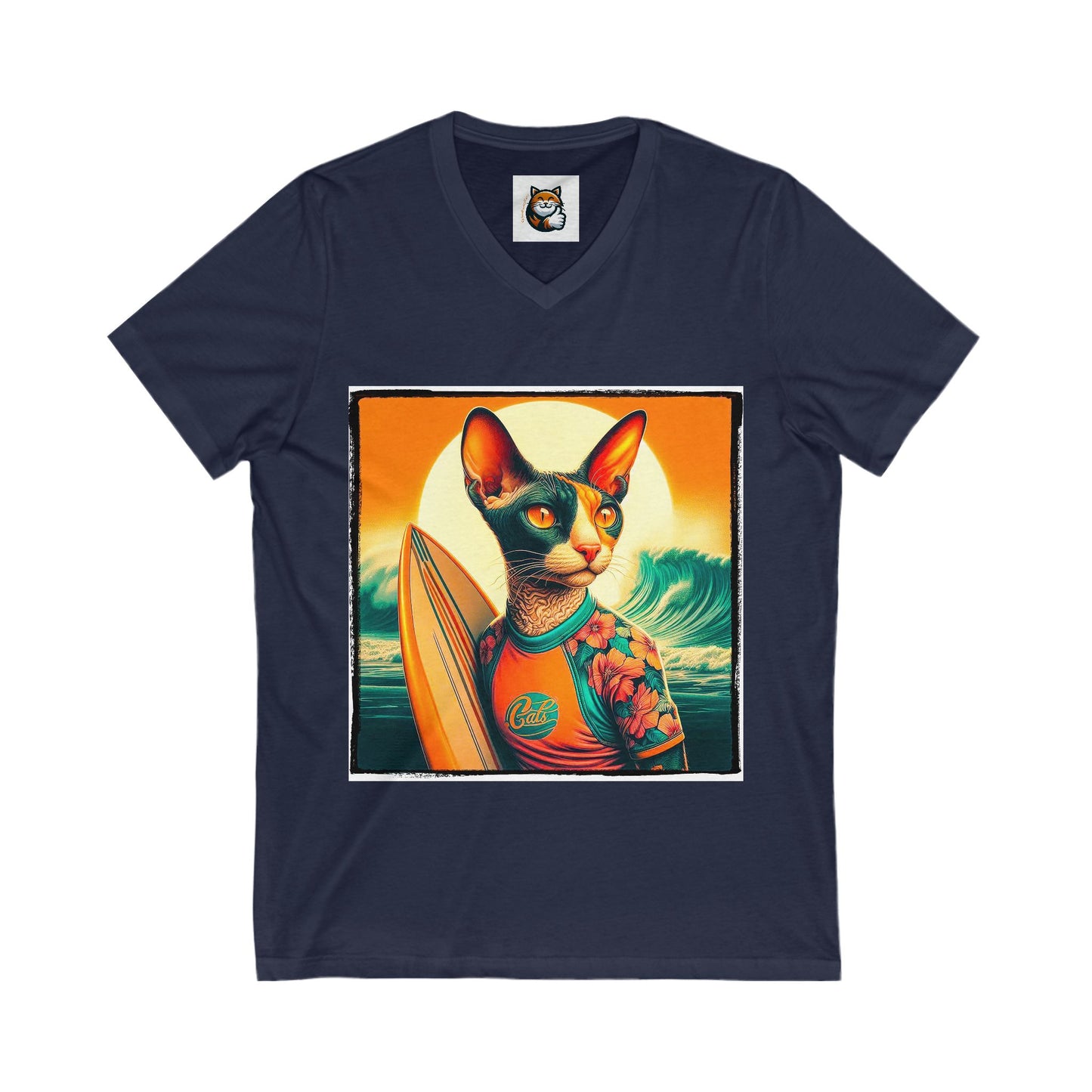 Cornish Rex Cat Unisex Jersey Short Sleeve V-Neck Tee