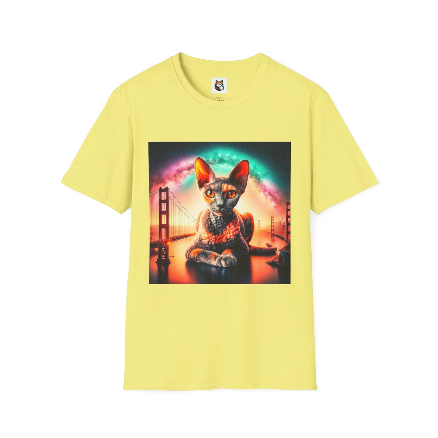 Devon Rex rainbow  Unisex Softstyle T-Shirt