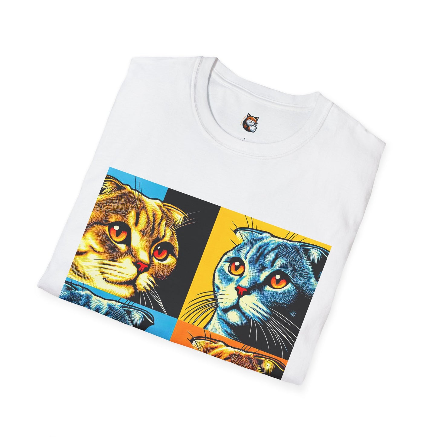 Scottish Fold Cat colorful squares  T-Shirt