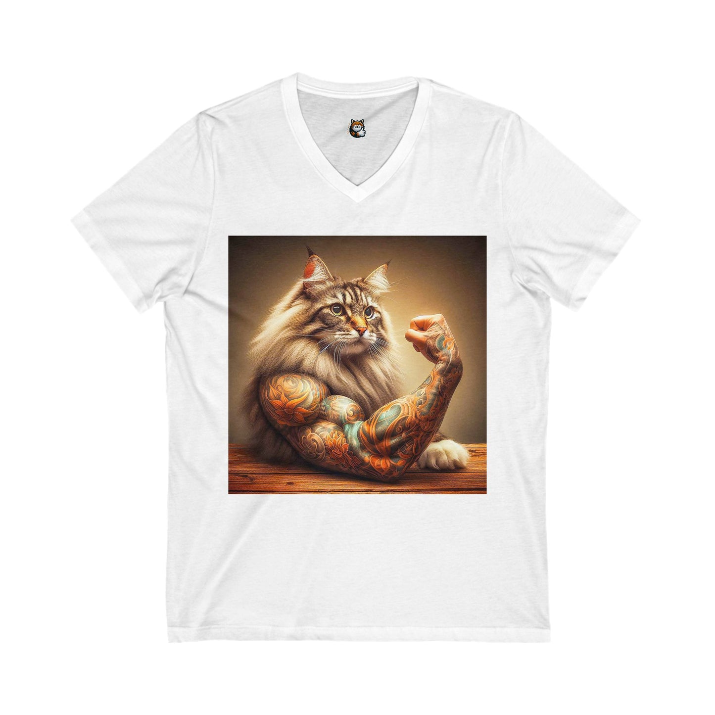 Norwegian Forest Cat Unisex Jersey Short Sleeve V-Neck Tee