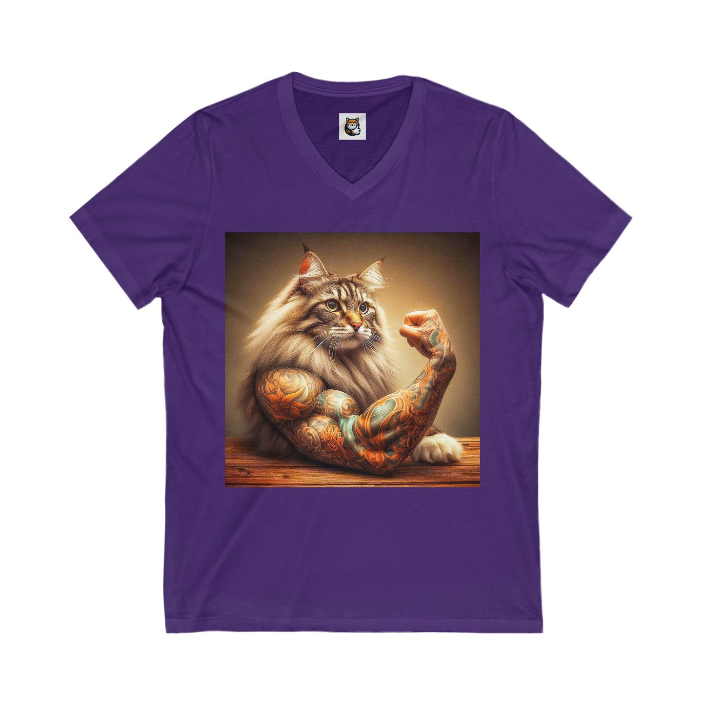 Norwegian Forest Cat Unisex Jersey Short Sleeve V-Neck Tee