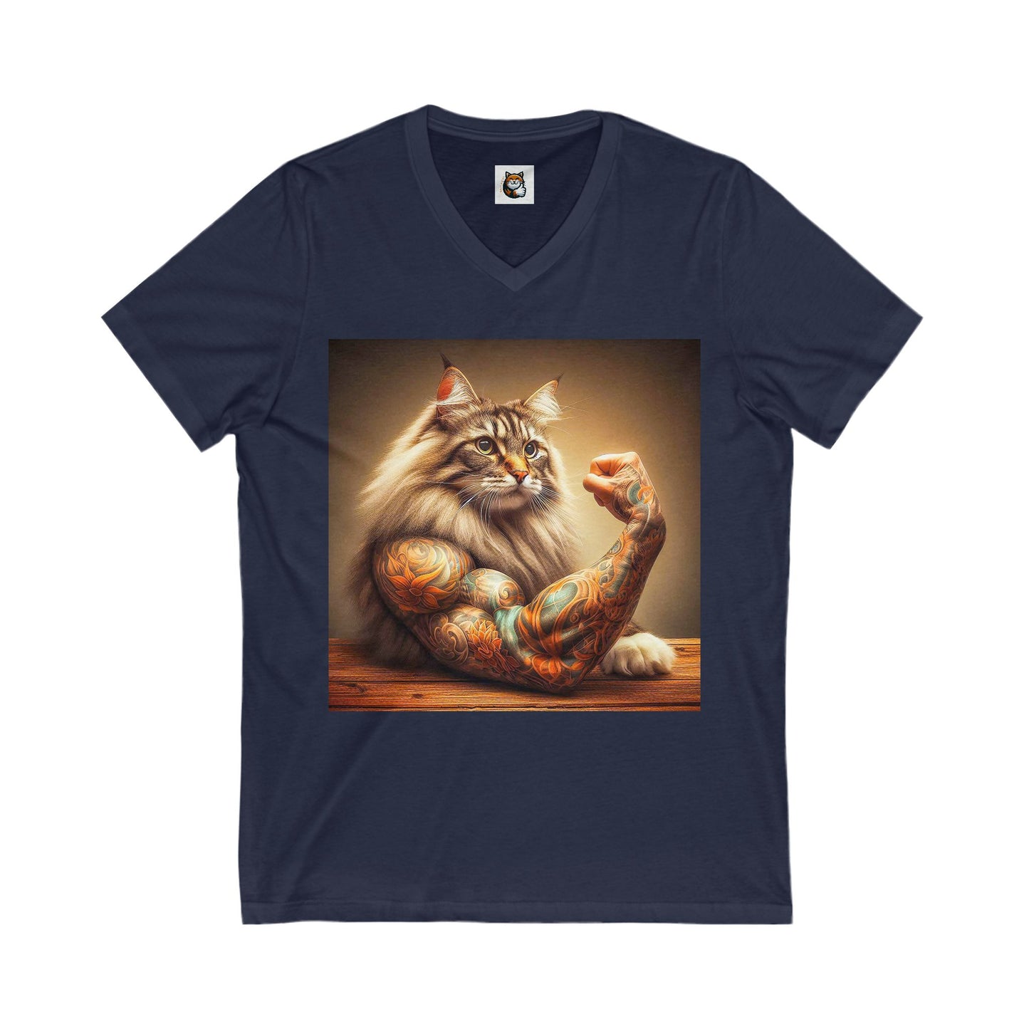 Norwegian Forest Cat Unisex Jersey Short Sleeve V-Neck Tee