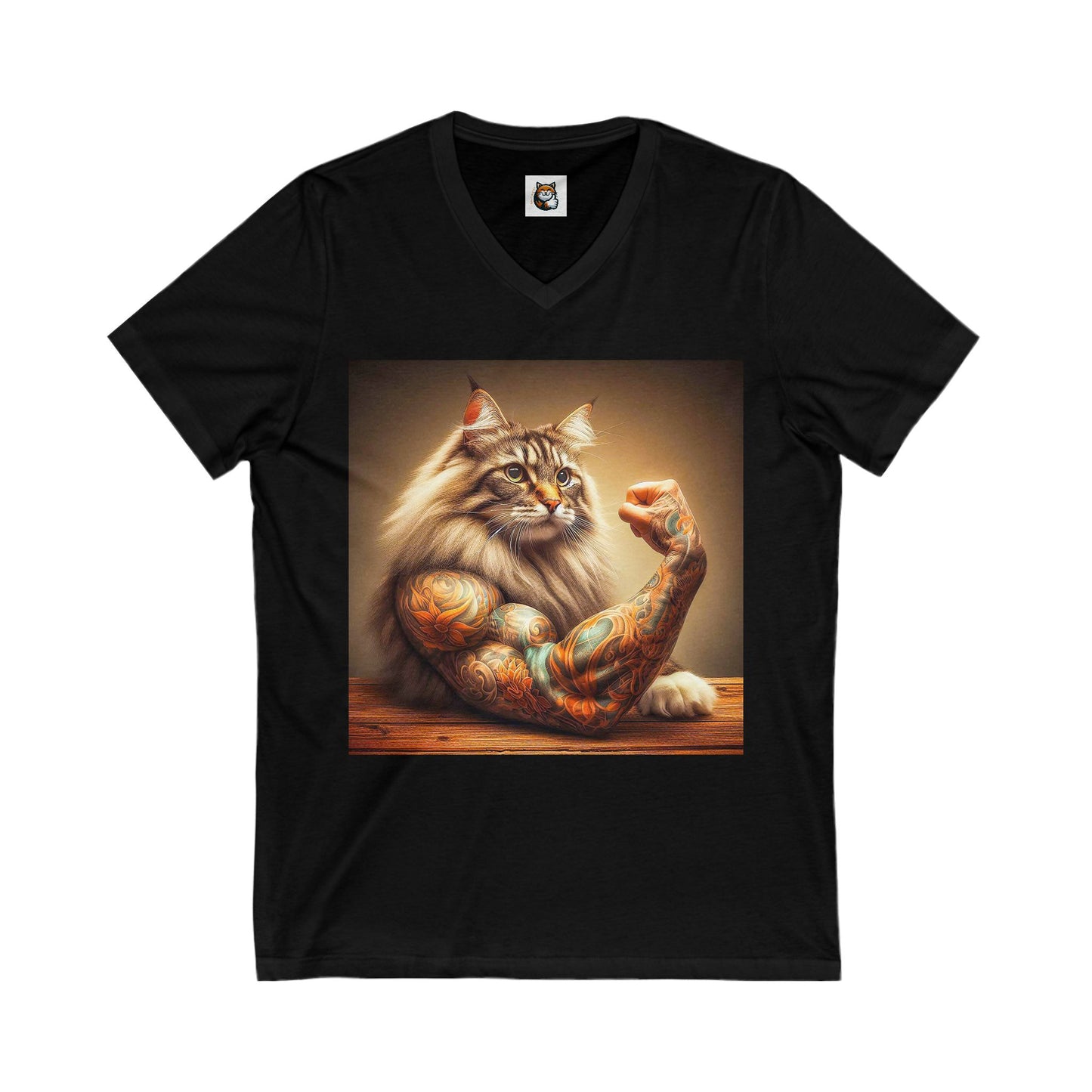 Norwegian Forest Cat Unisex Jersey Short Sleeve V-Neck Tee