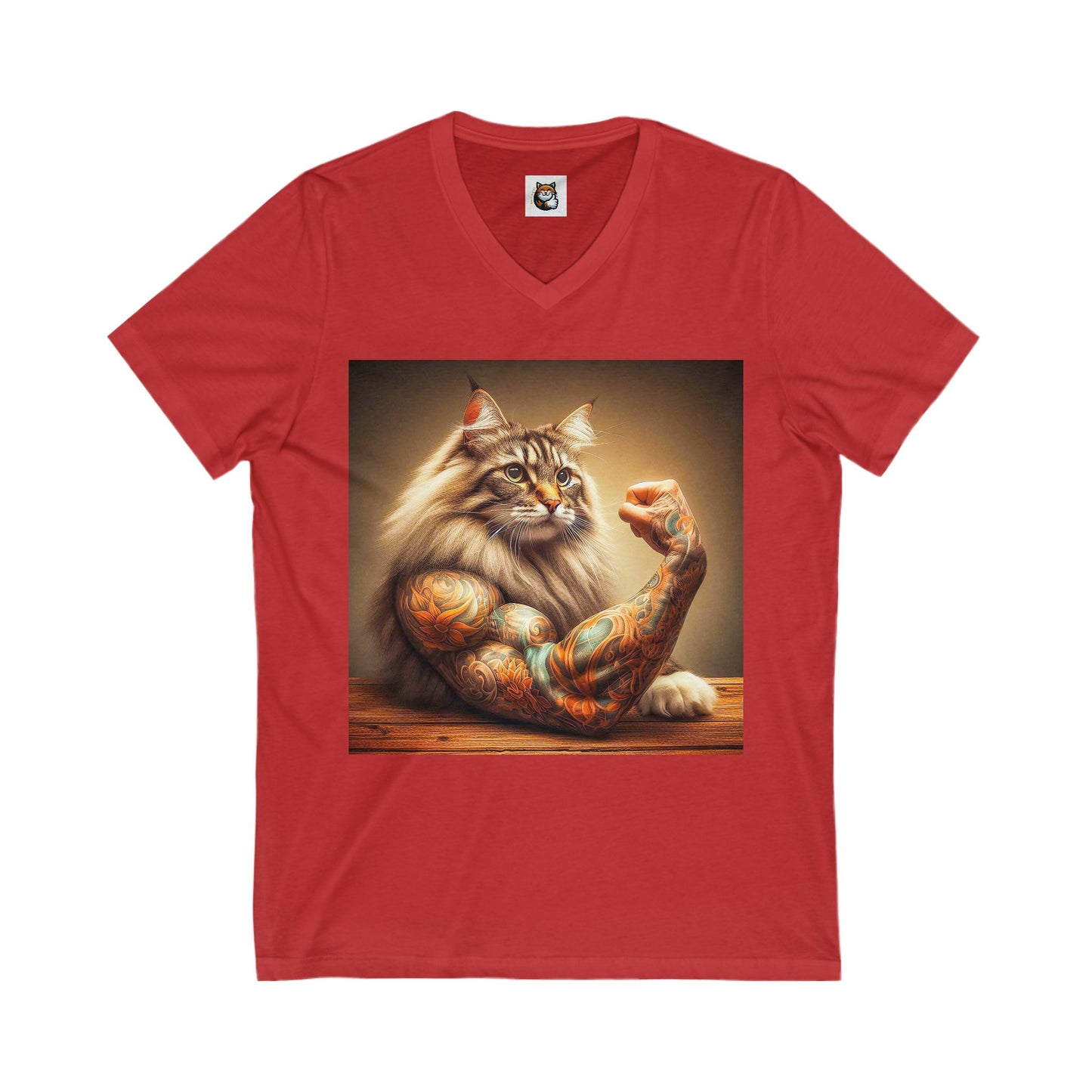 Norwegian Forest Cat Unisex Jersey Short Sleeve V-Neck Tee