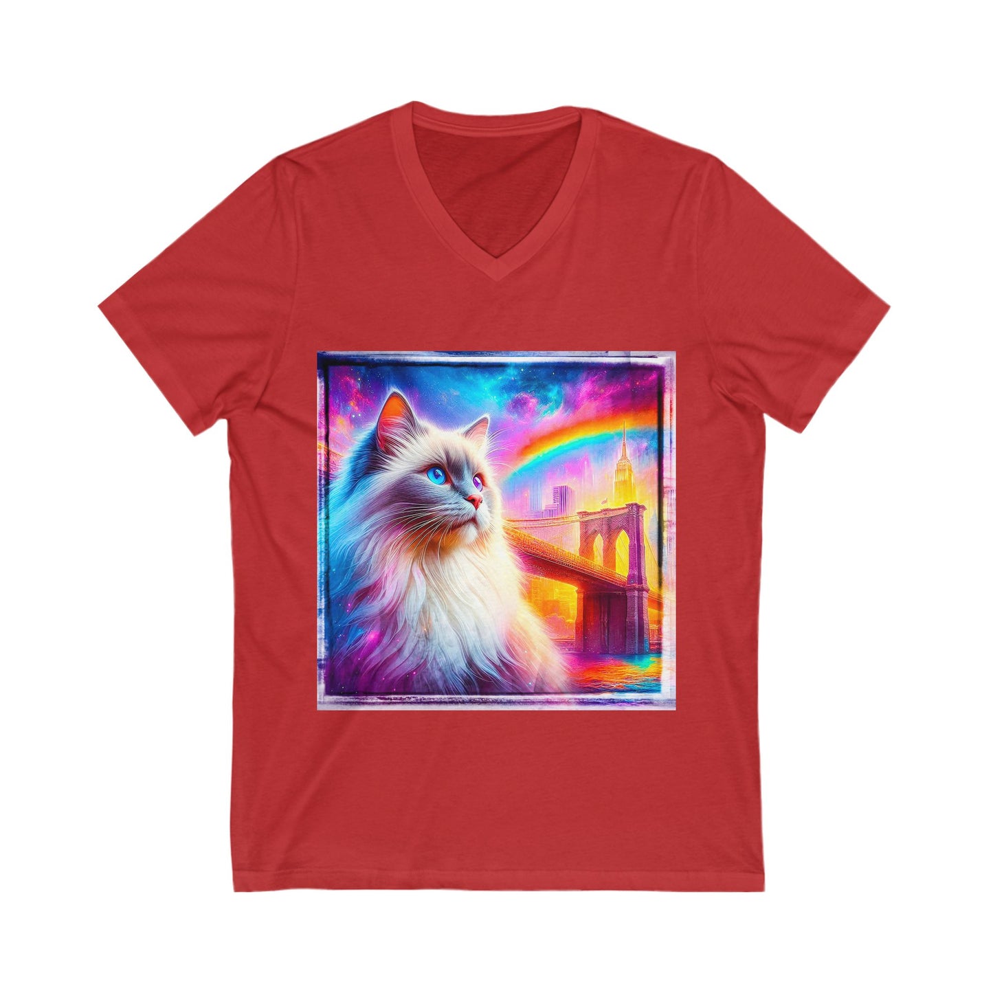 Birman rainbow bridge Jersey Short Sleeve V-Neck Tee