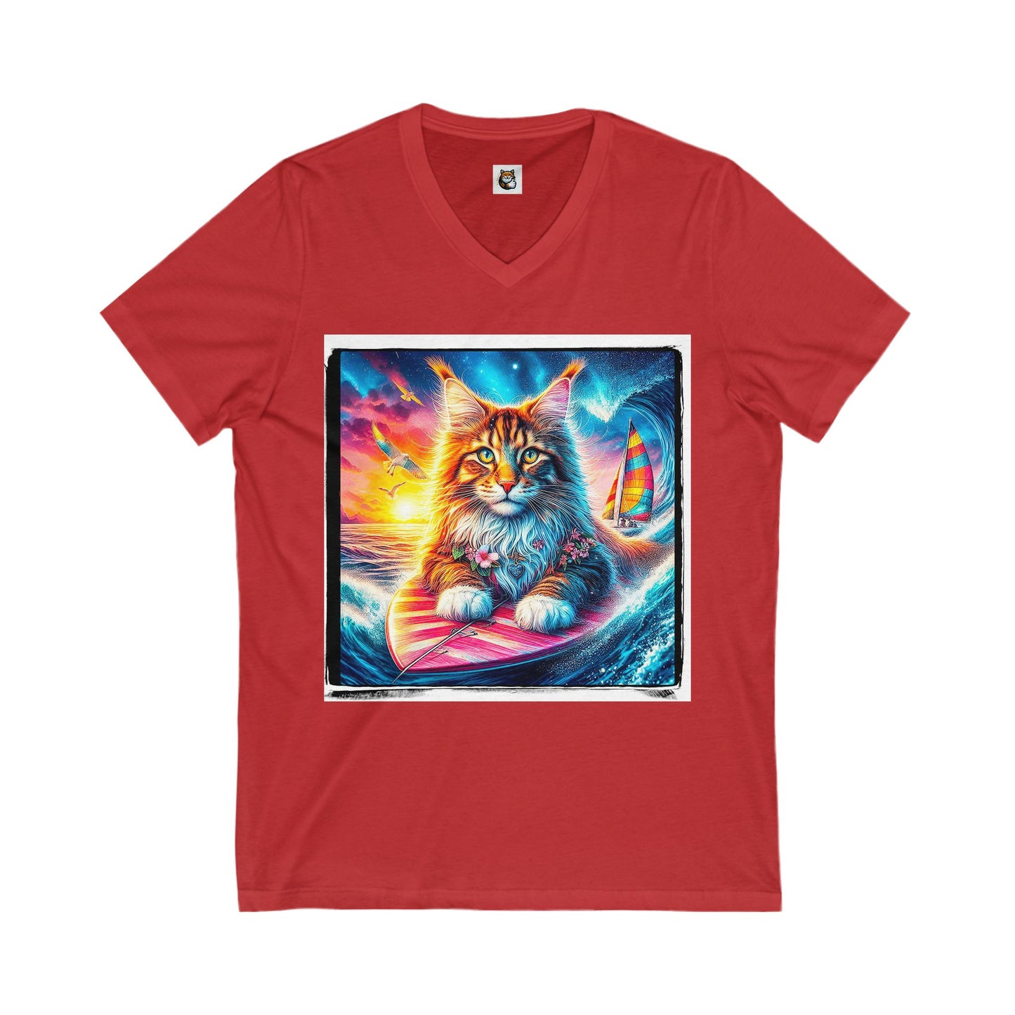 Maine Coon Unisex Jersey Short Sleeve V-Neck Tee